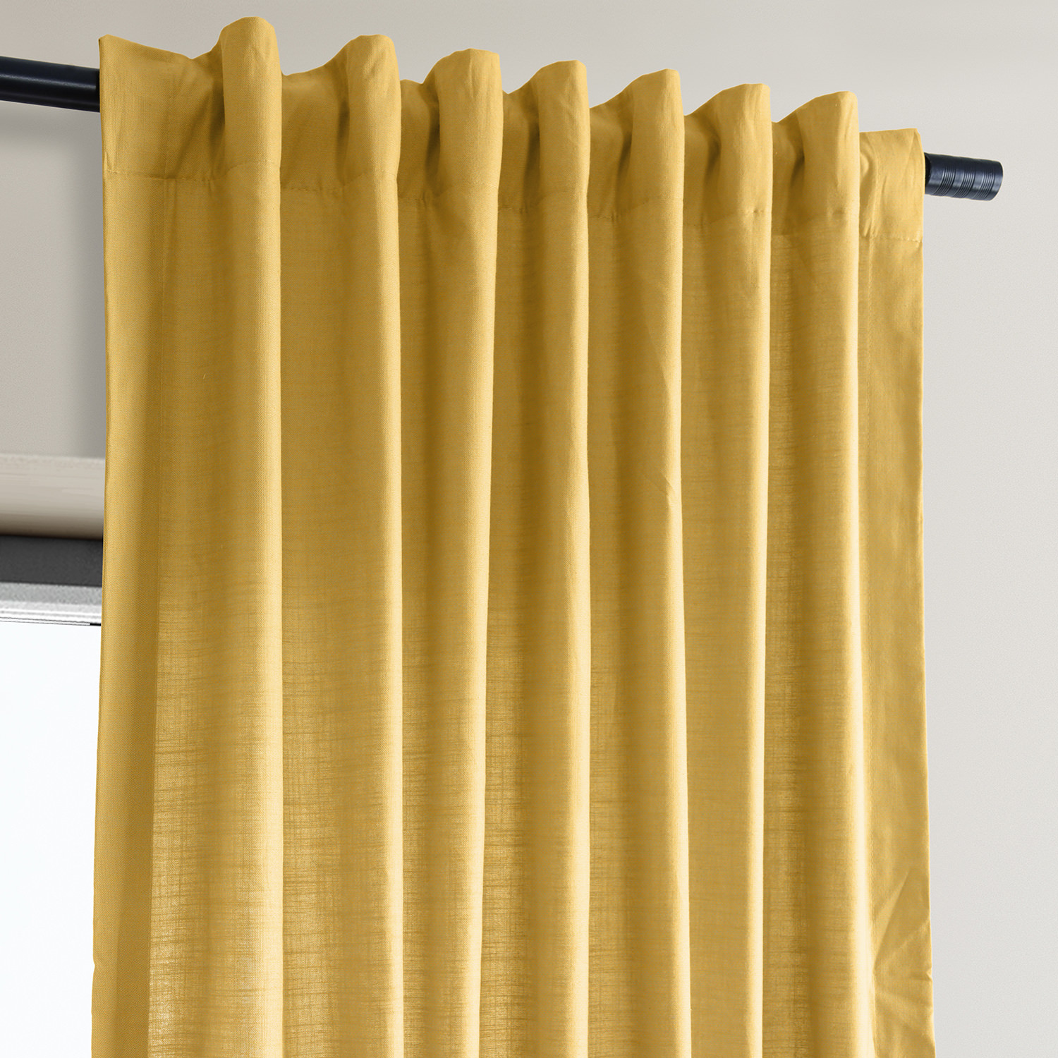 Ochre Dune Textured Solid Cotton Curtain Pair (2 Panels)