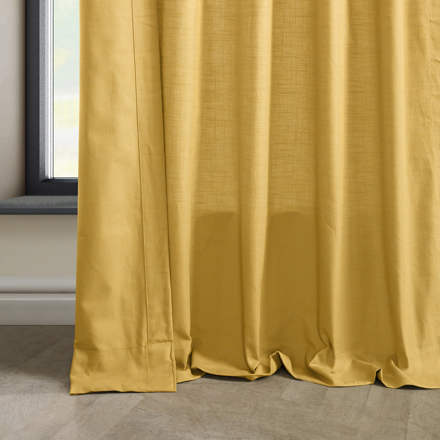 Ochre Dune Textured Solid Cotton Curtain Pair (2 Panels)