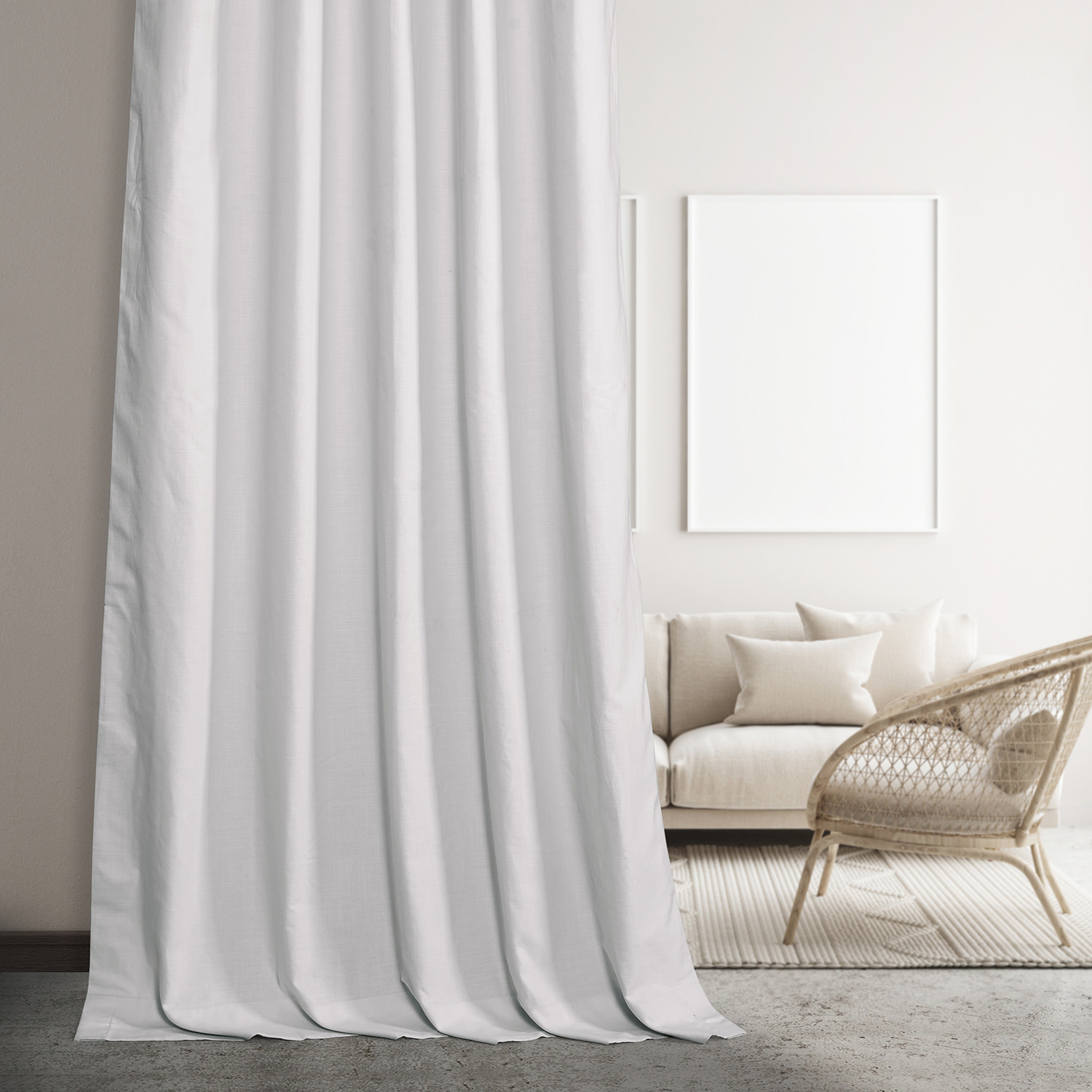 Prime White Dune Textured Hotel Blackout Cotton Curtain