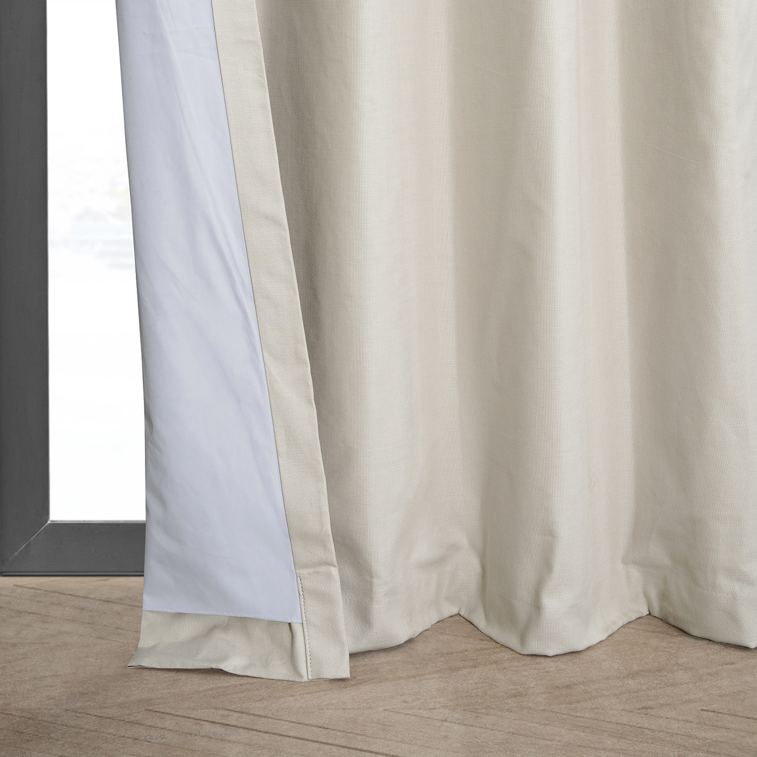 Fable Beige Dune Textured Hotel Blackout Cotton Grommet Curtain