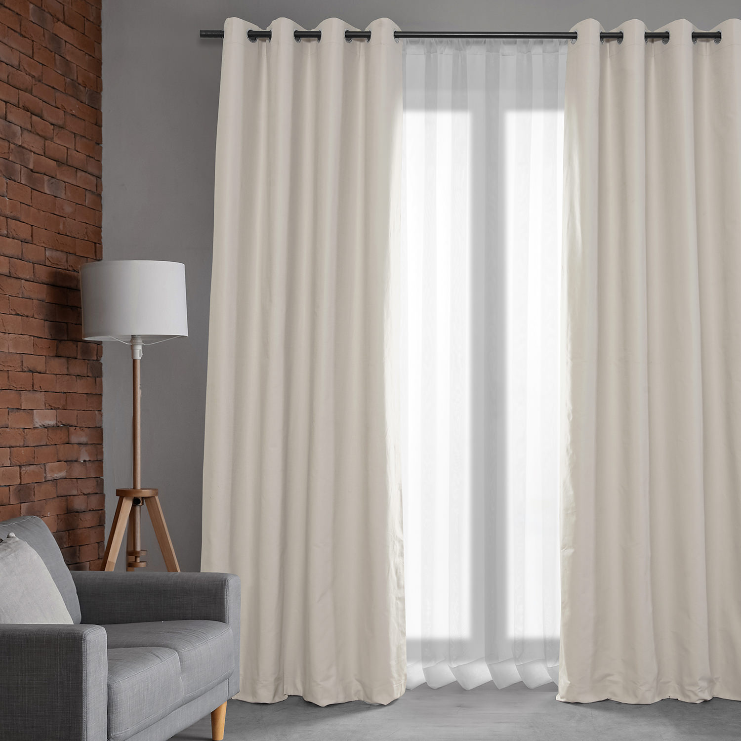 Fable Beige Dune Textured Hotel Blackout Cotton Grommet Curtain