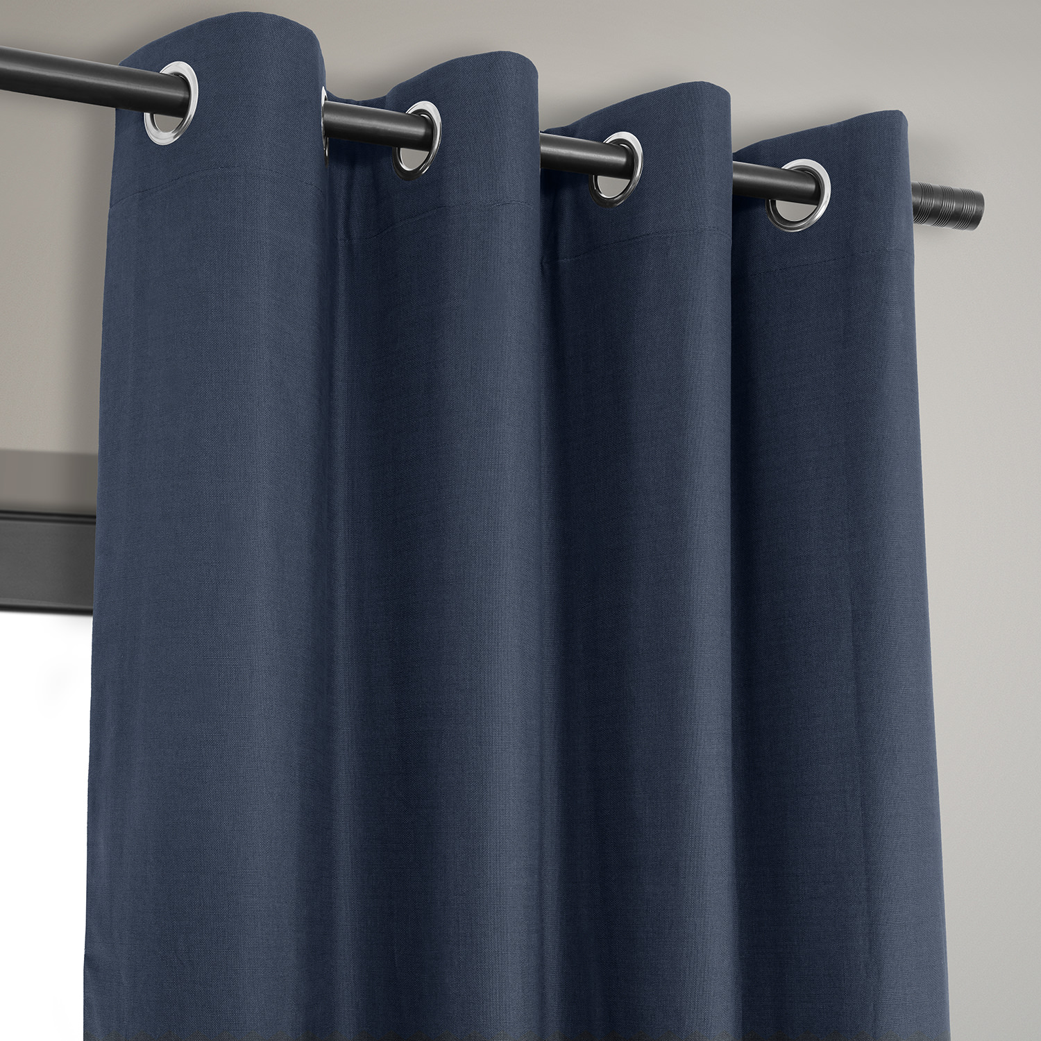 Noble Navy Dune Textured Hotel Blackout Cotton Grommet Curtain