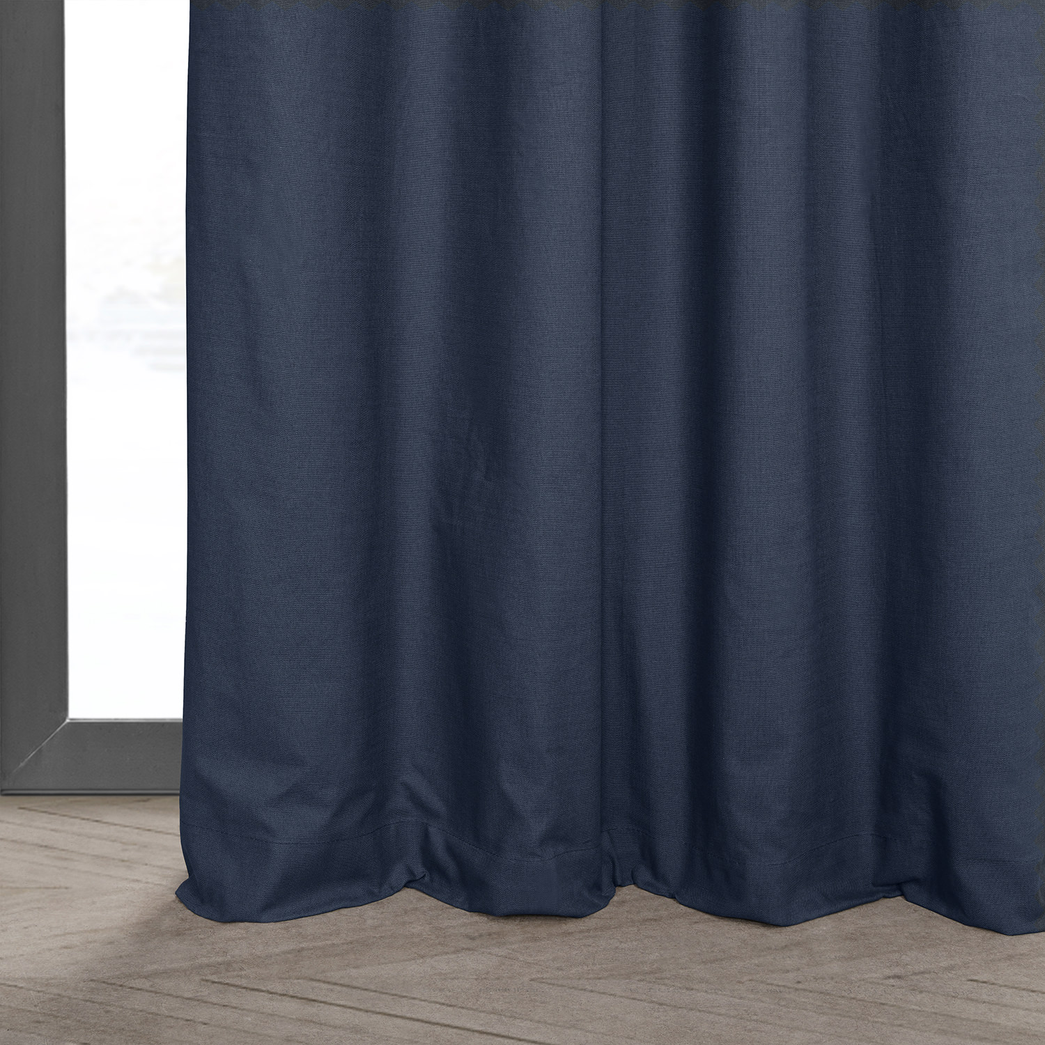 Noble Navy Dune Textured Hotel Blackout Cotton Grommet Curtain