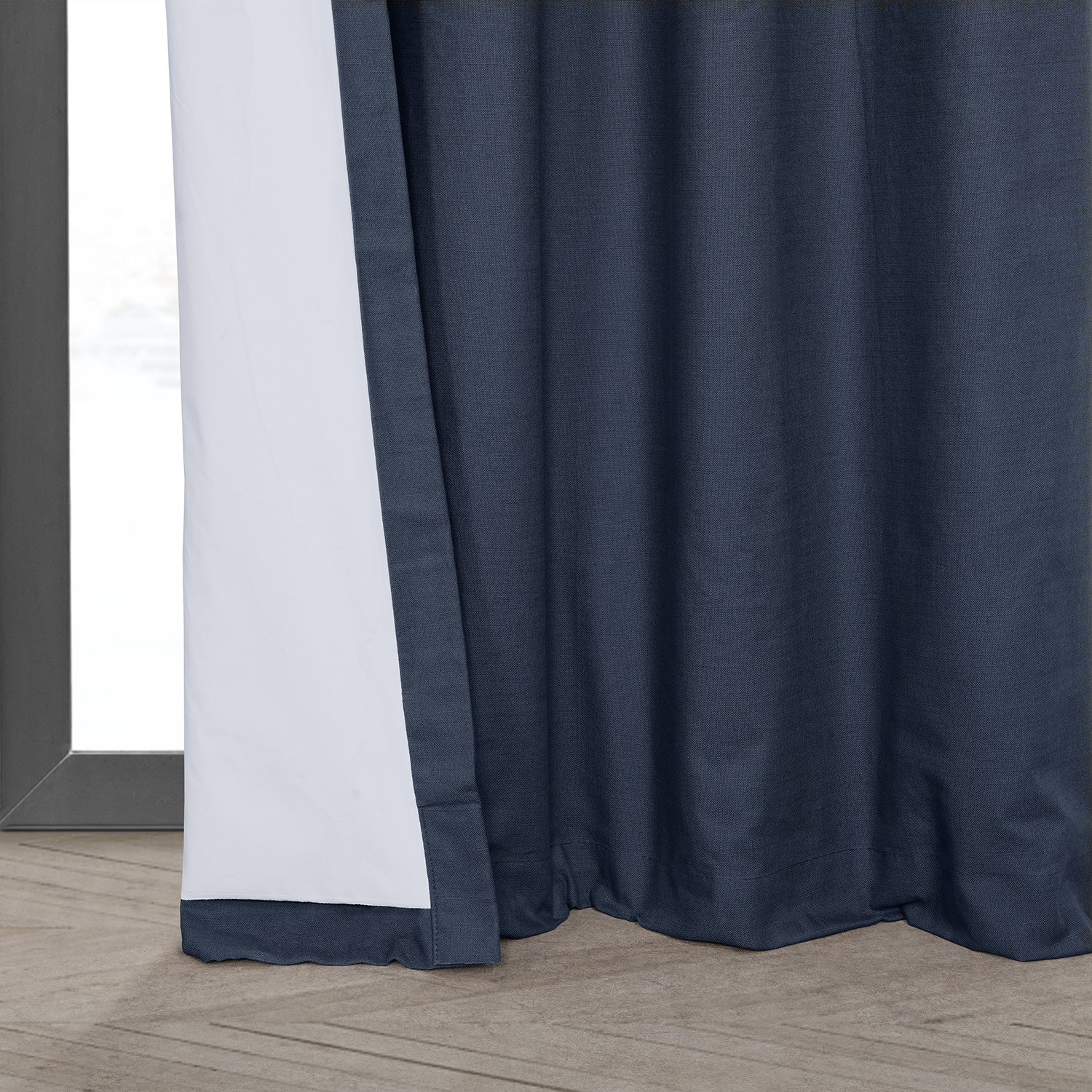 Noble Navy Dune Textured Hotel Blackout Cotton Grommet Curtain