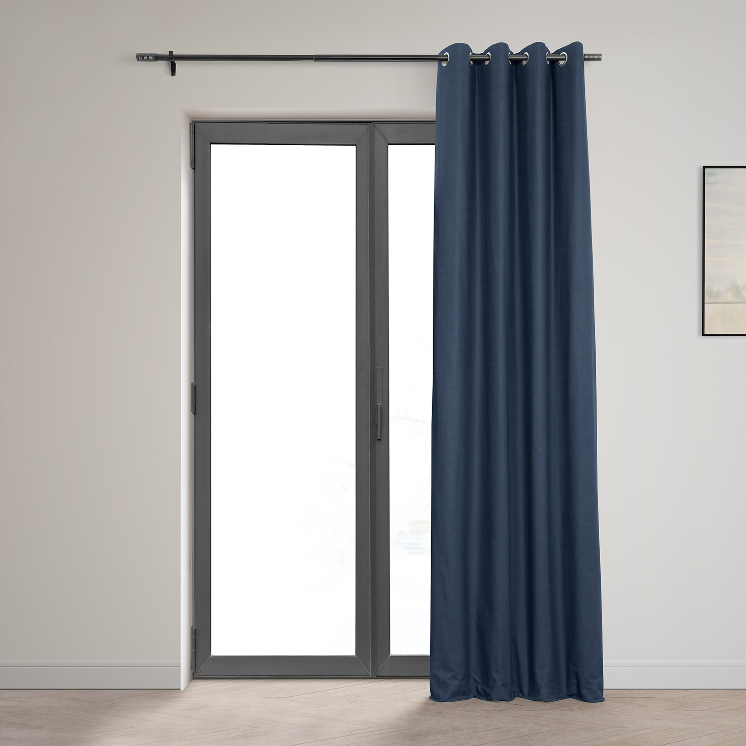 Noble Navy Dune Textured Hotel Blackout Cotton Grommet Curtain