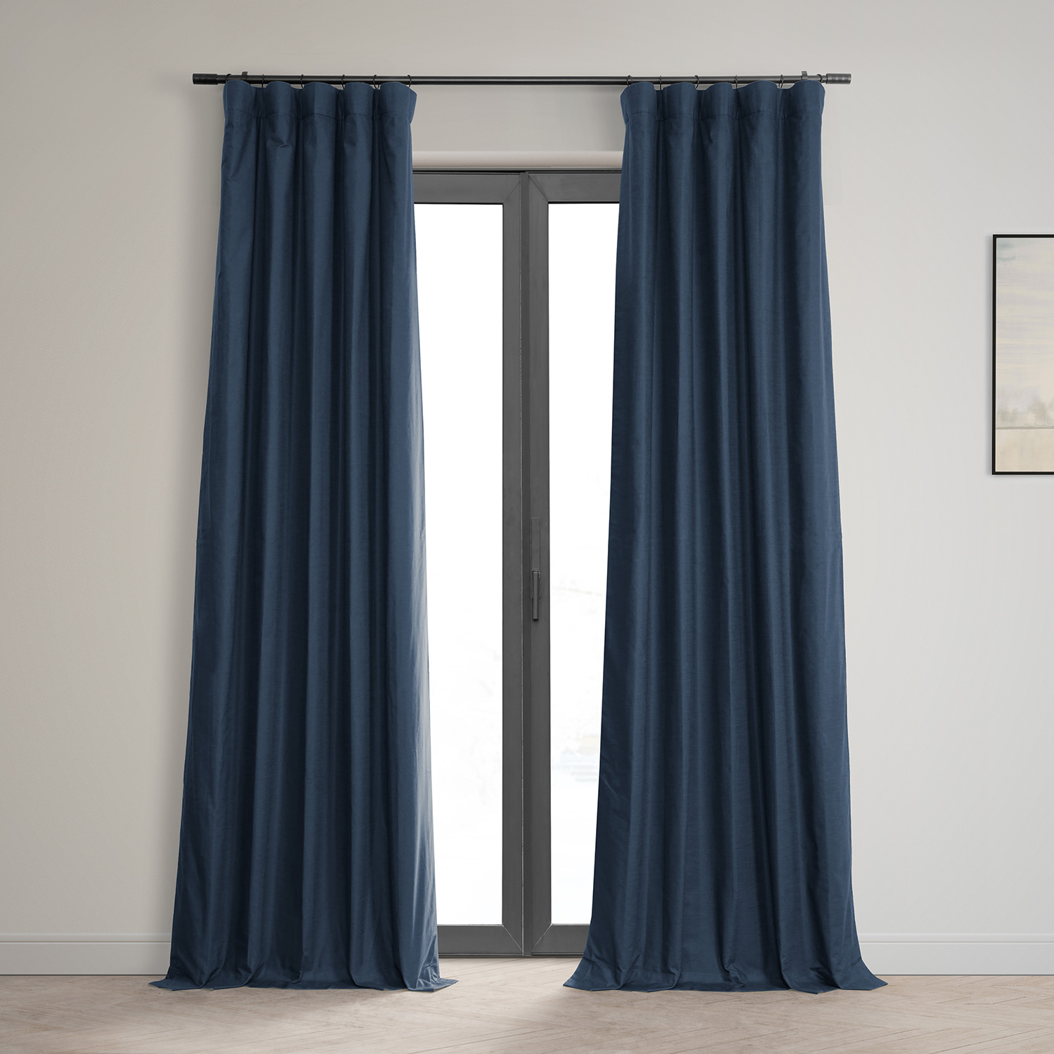 Noble Navy Dune Textured Hotel Blackout Cotton Curtain