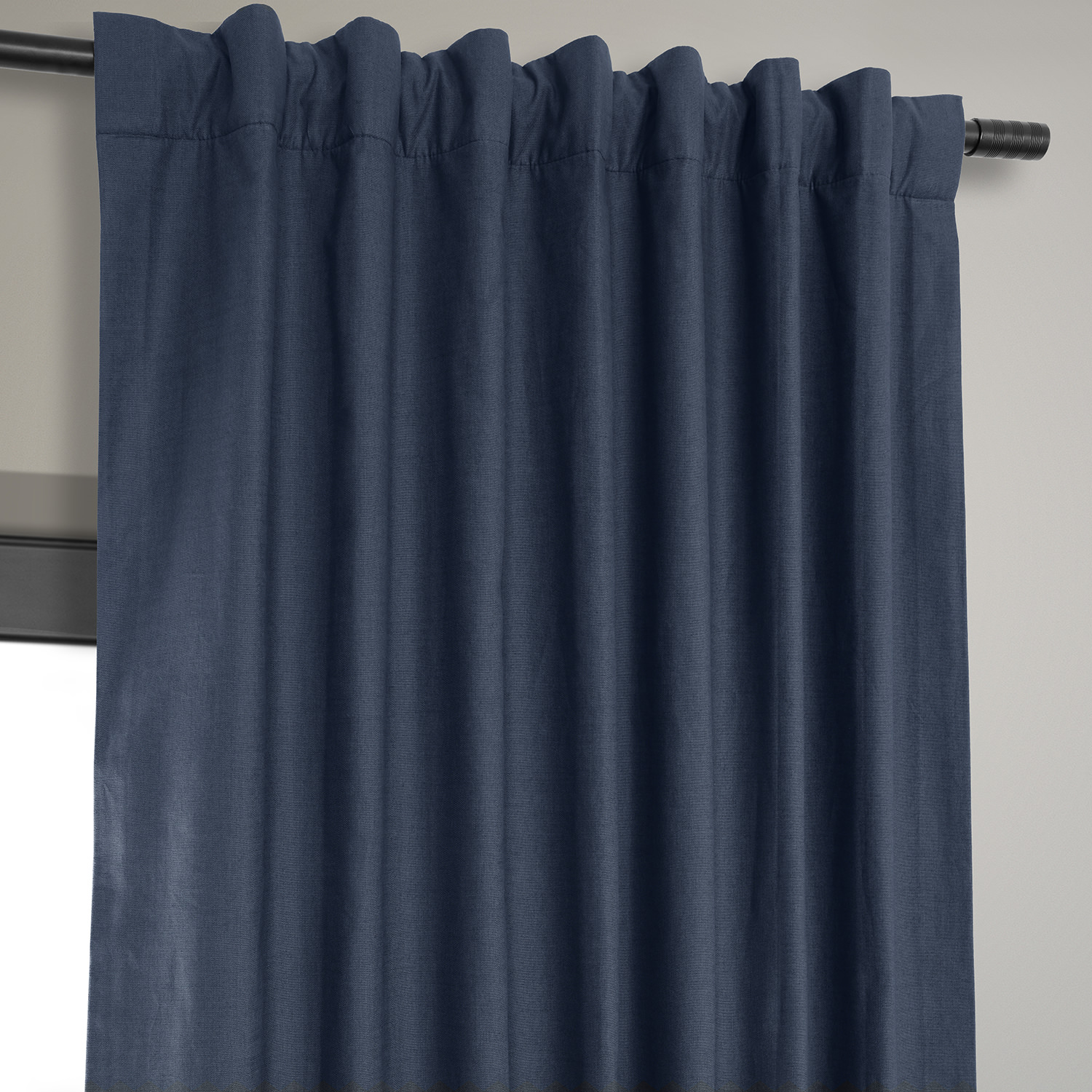 Noble Navy Dune Textured Hotel Blackout Cotton Curtain