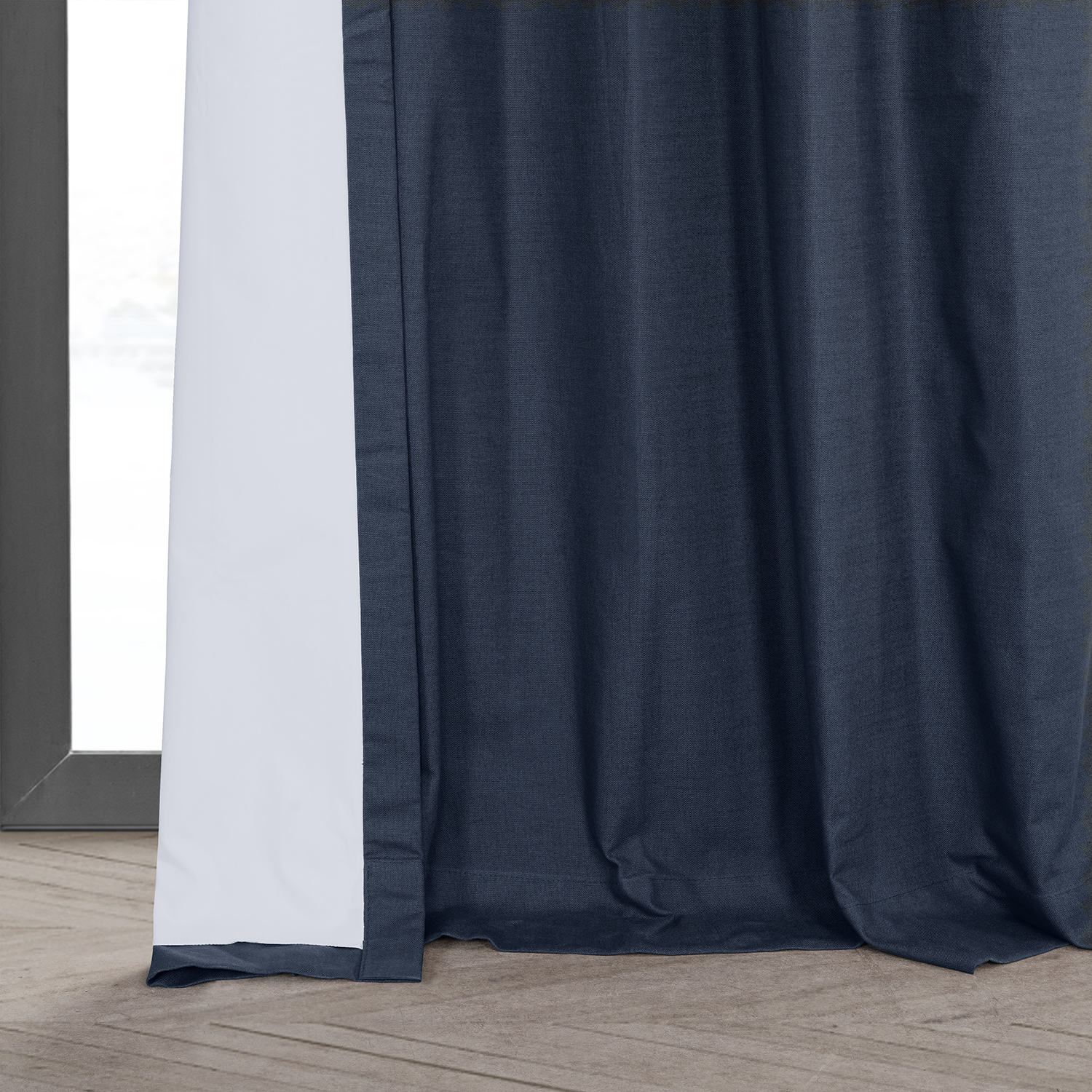 Noble Navy Dune Textured Hotel Blackout Cotton Curtain