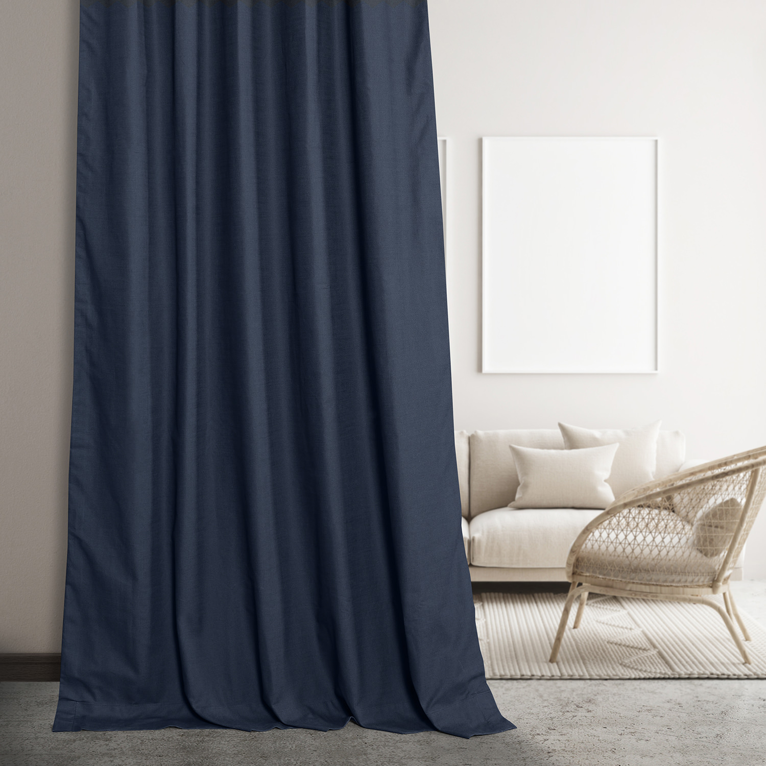 Noble Navy Dune Textured Hotel Blackout Cotton Curtain