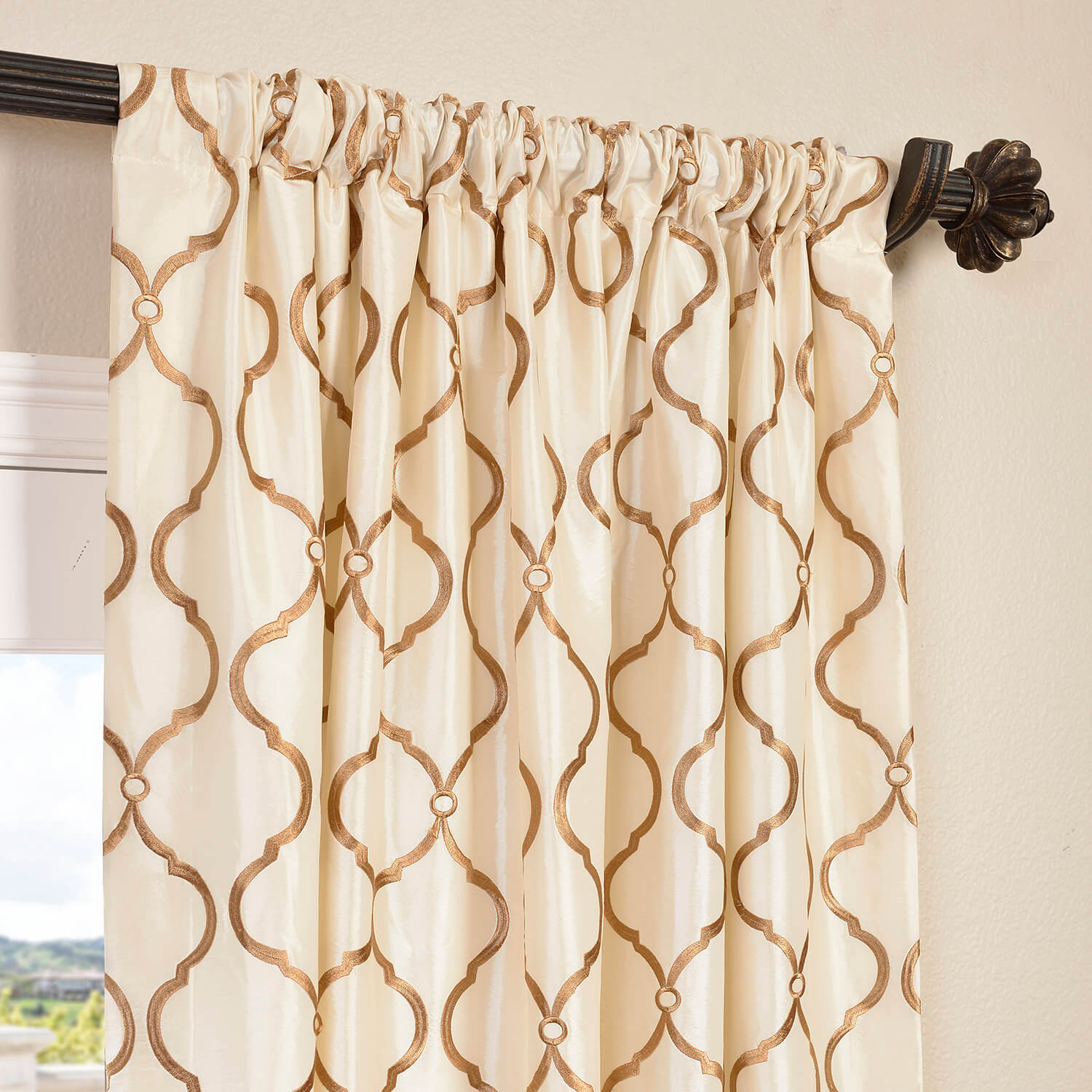 Tunisia Ivory Designer Embroidered Curtain