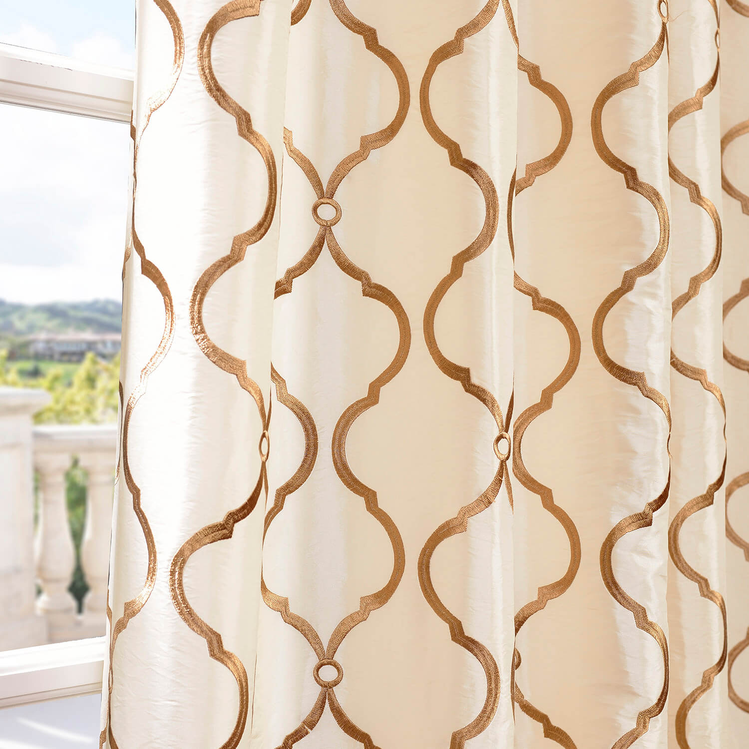 Tunisia Ivory Designer Embroidered Curtain