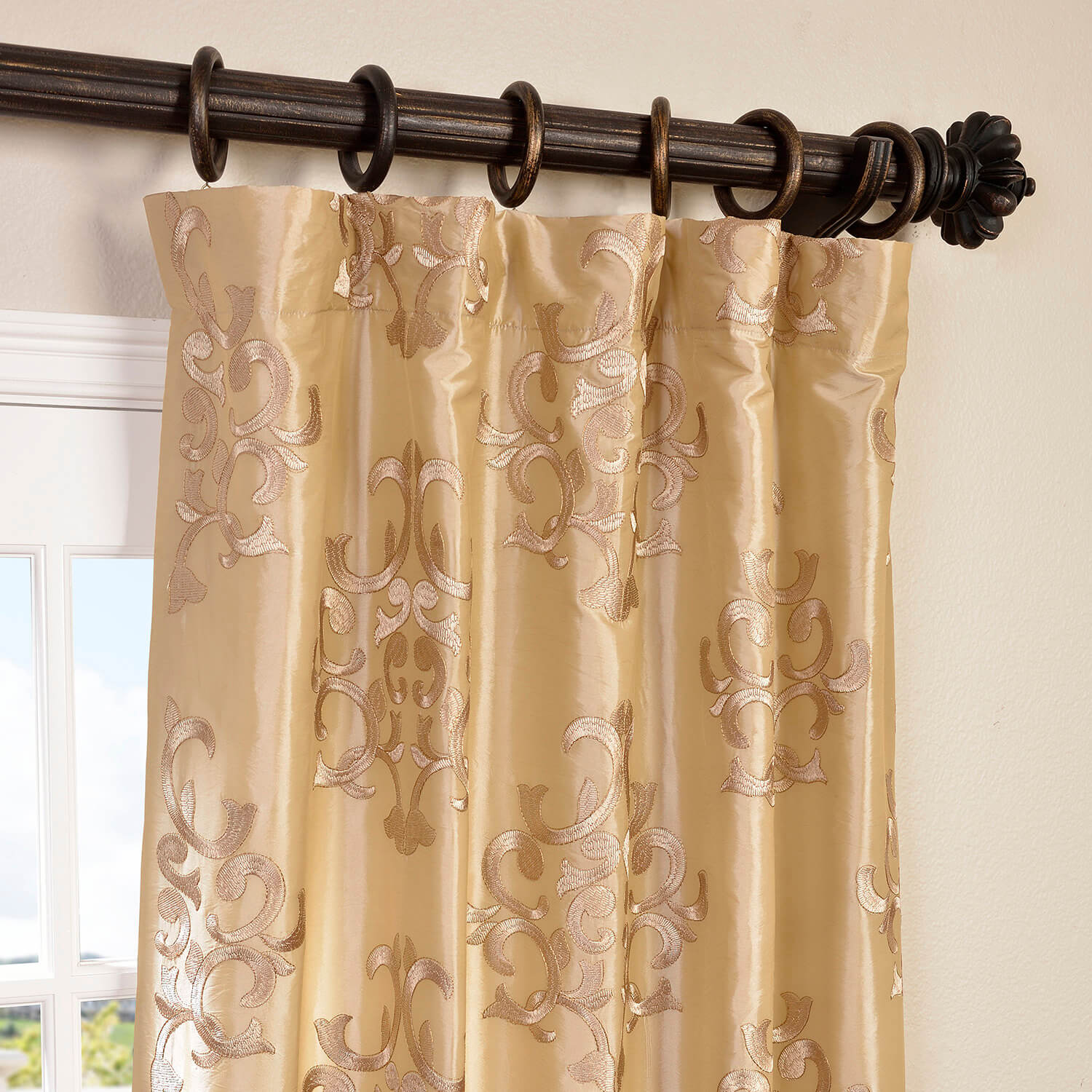 Ankara Champagne Beige Designer Embroidered Curtain