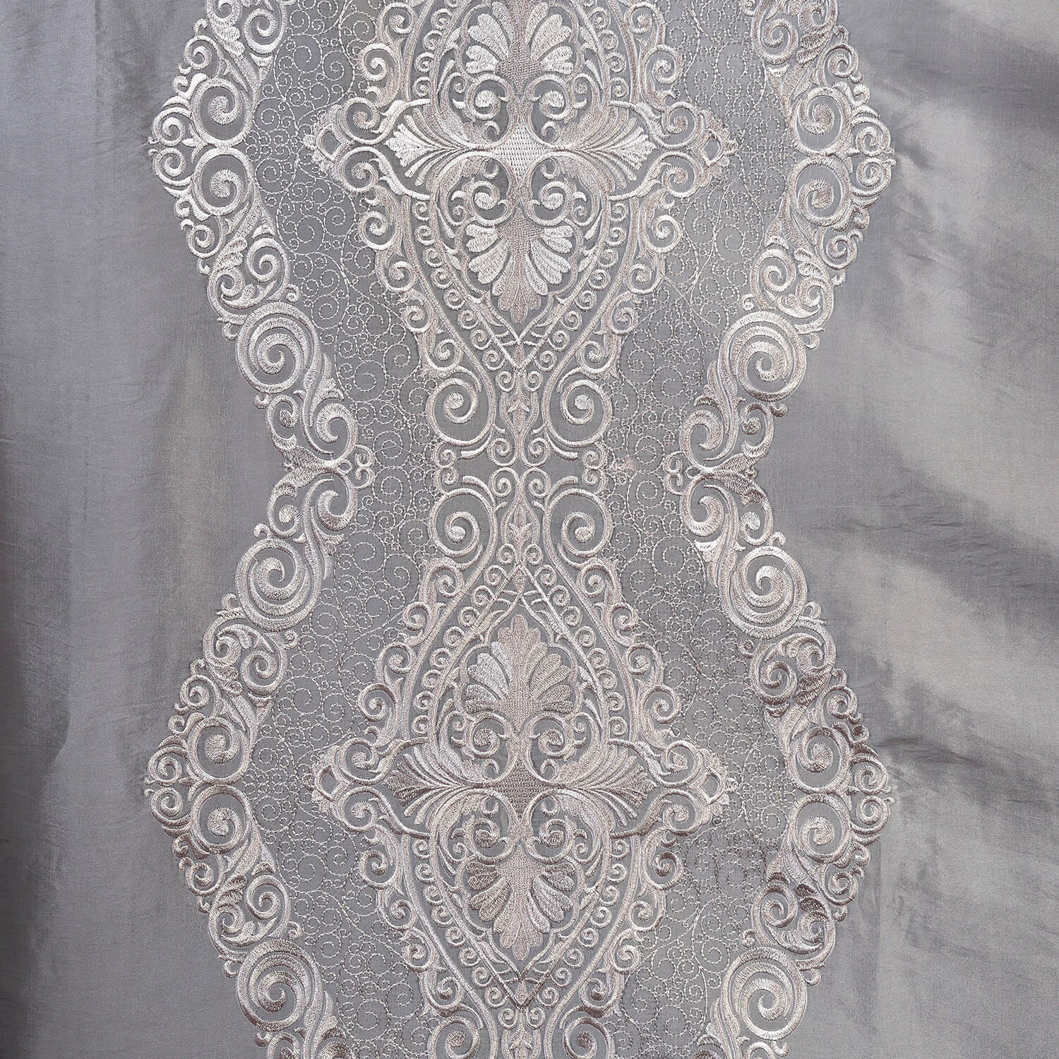 Chai Silver Grey Designer Embroidered Swatch