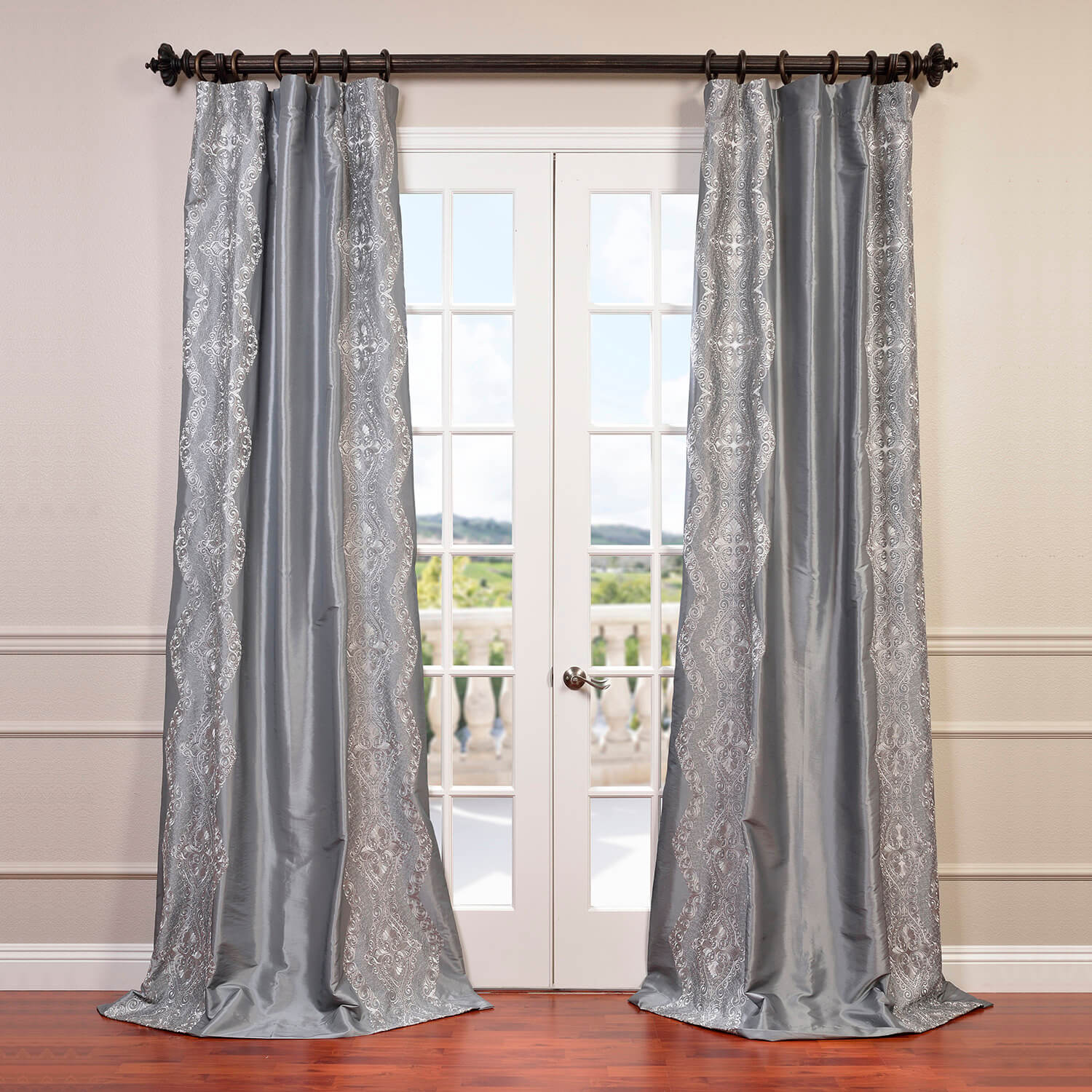 Chai Silver Grey Designer Embroidered Curtain