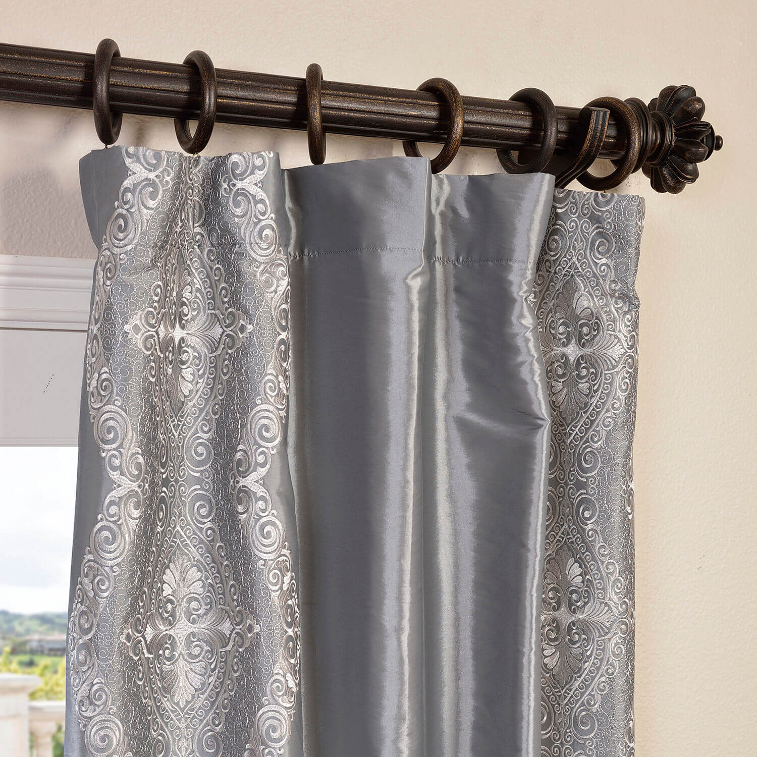 Chai Silver Grey Designer Embroidered Curtain