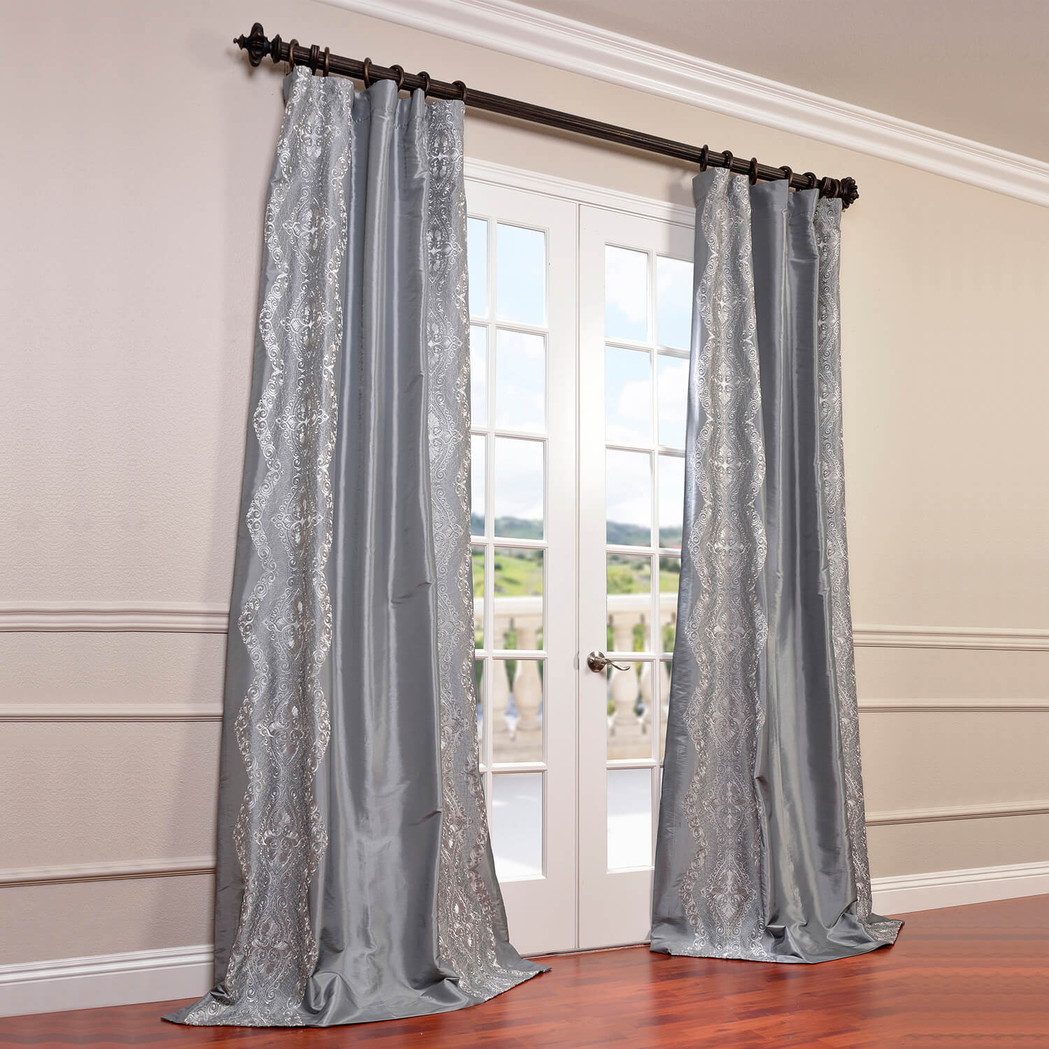 Chai Silver Grey Designer Embroidered Curtain