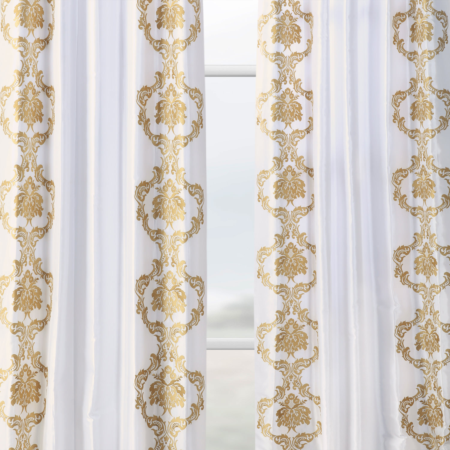 Anastasia White & Gold Designer Embroidered Curtain