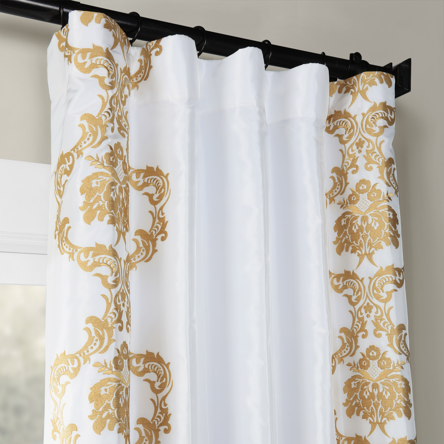 Anastasia White & Gold Designer Embroidered Curtain