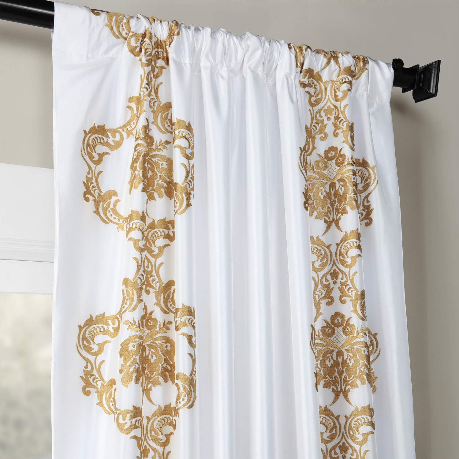 Anastasia White & Gold Designer Embroidered Curtain