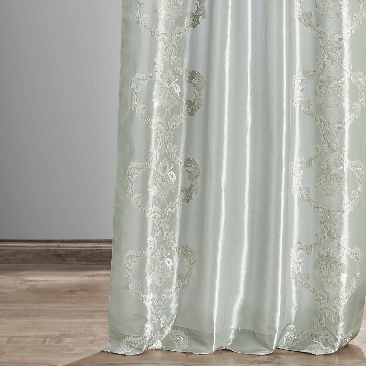 Anastasia Sterling Grey Designer Embroidered Curtain