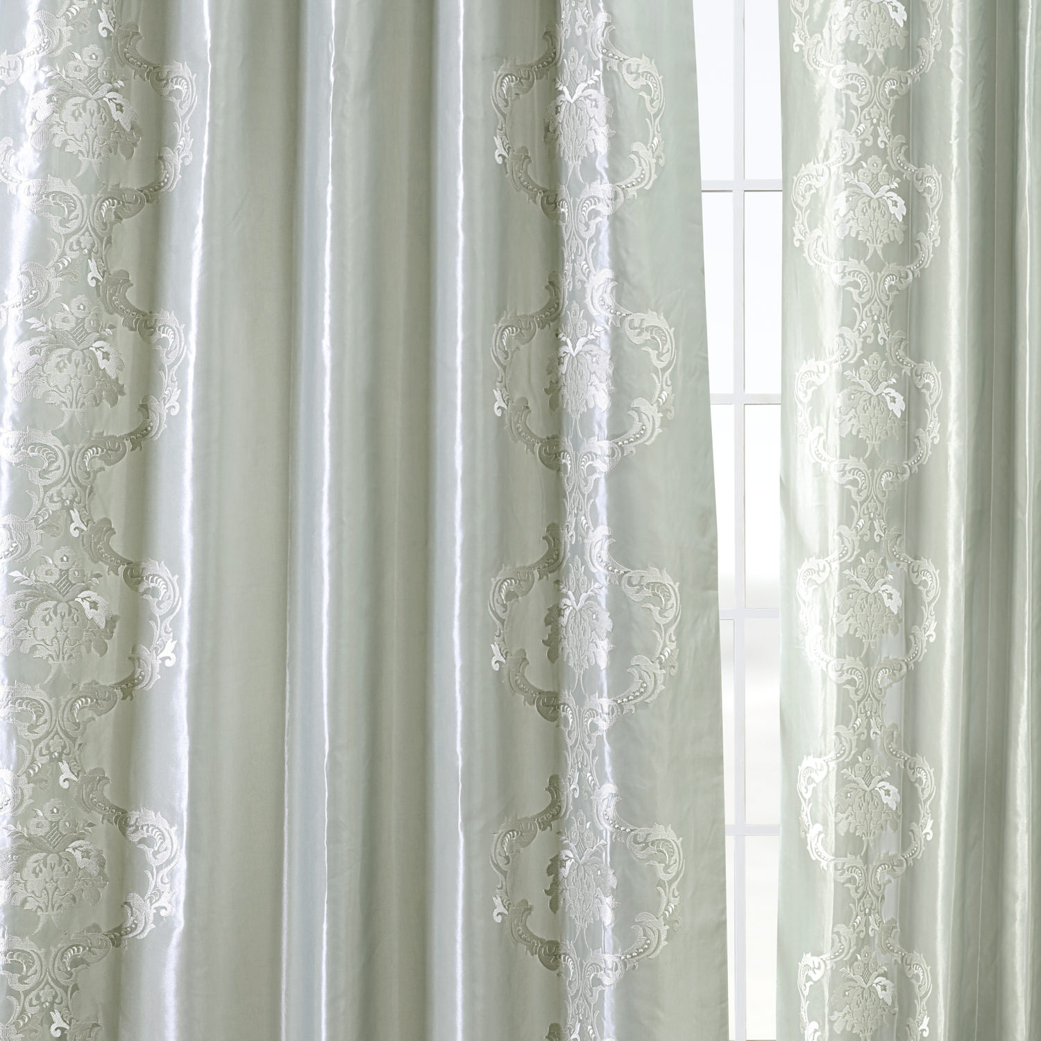 Anastasia Sterling Grey Designer Embroidered Curtain