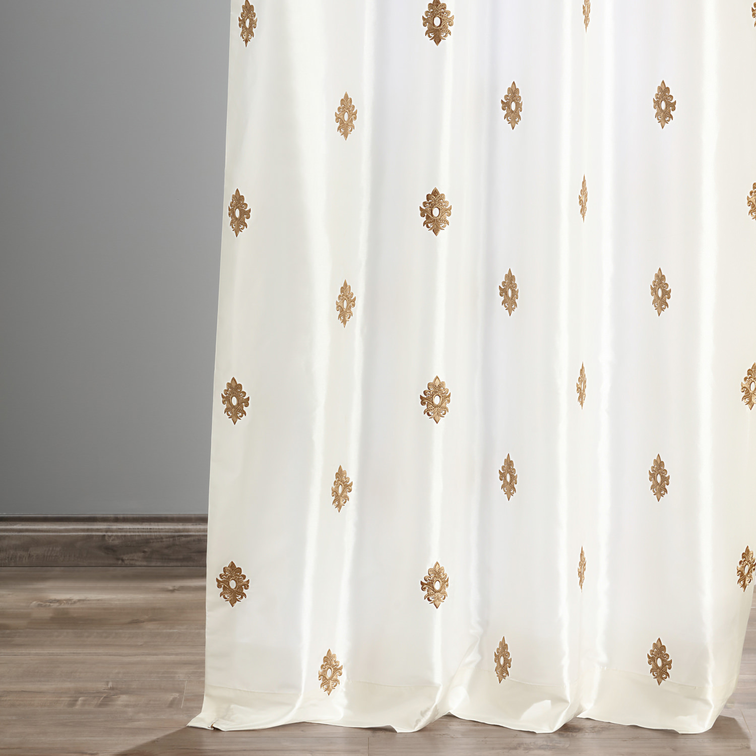 Trophy Gold & White Designer Embroidered Curtain