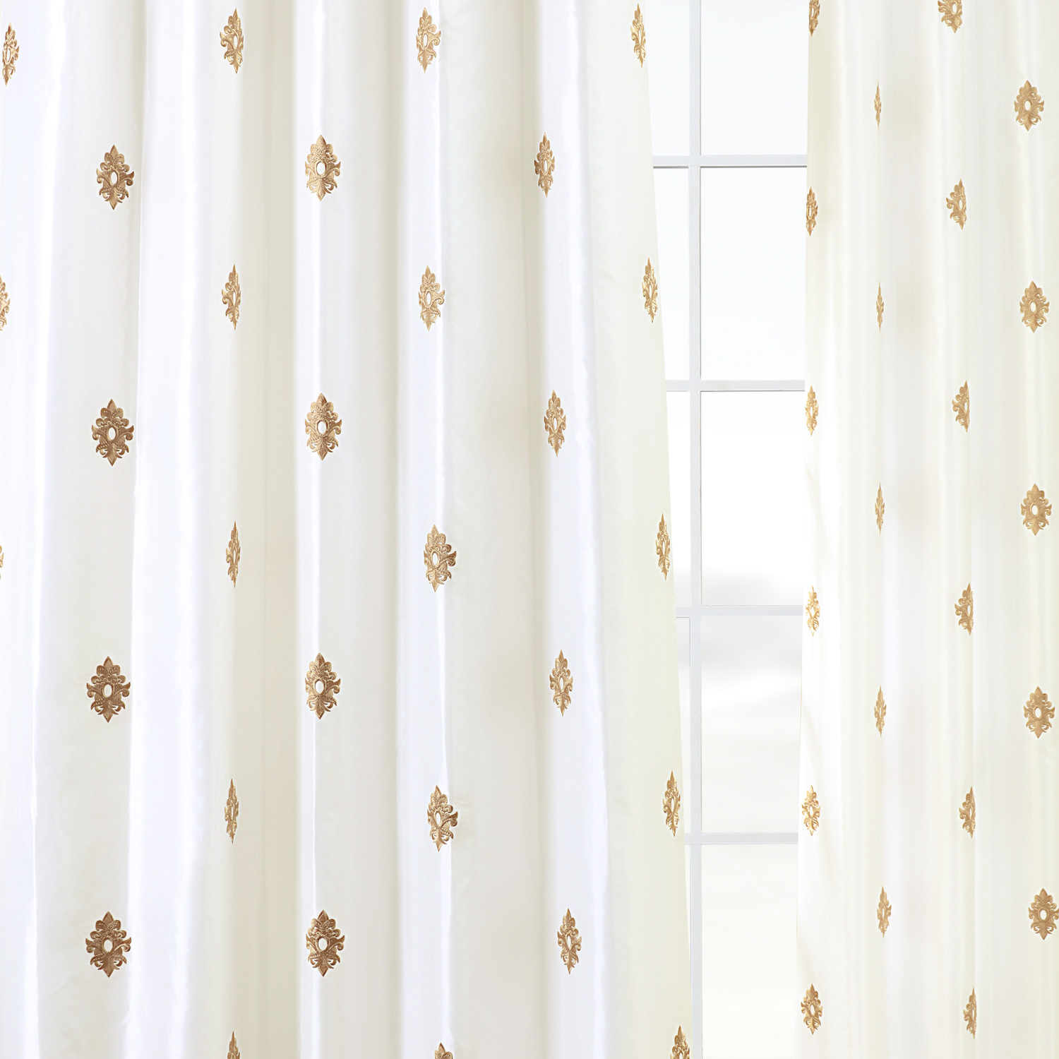 Trophy Gold & White Designer Embroidered Curtain