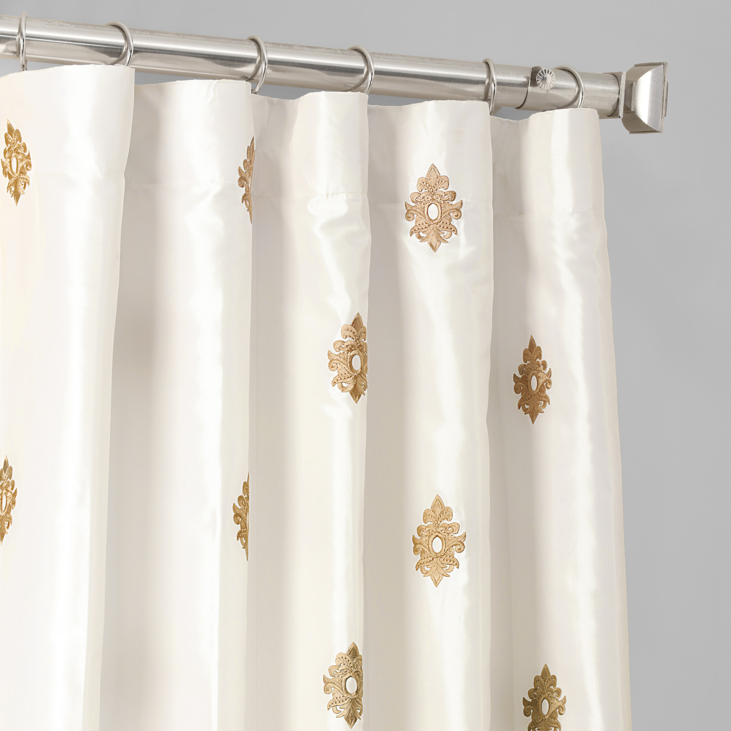 Trophy Gold & White Designer Embroidered Curtain