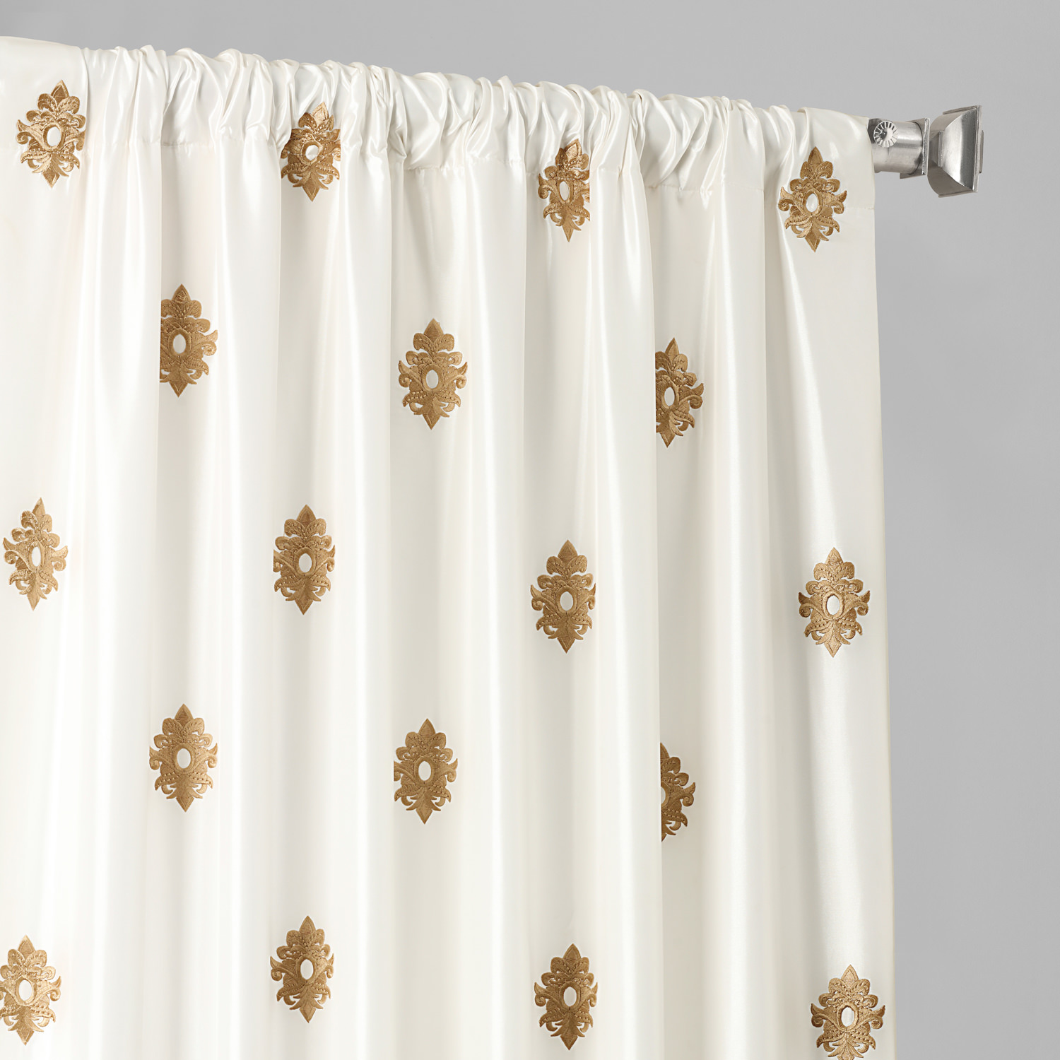 Trophy Gold & White Designer Embroidered Curtain