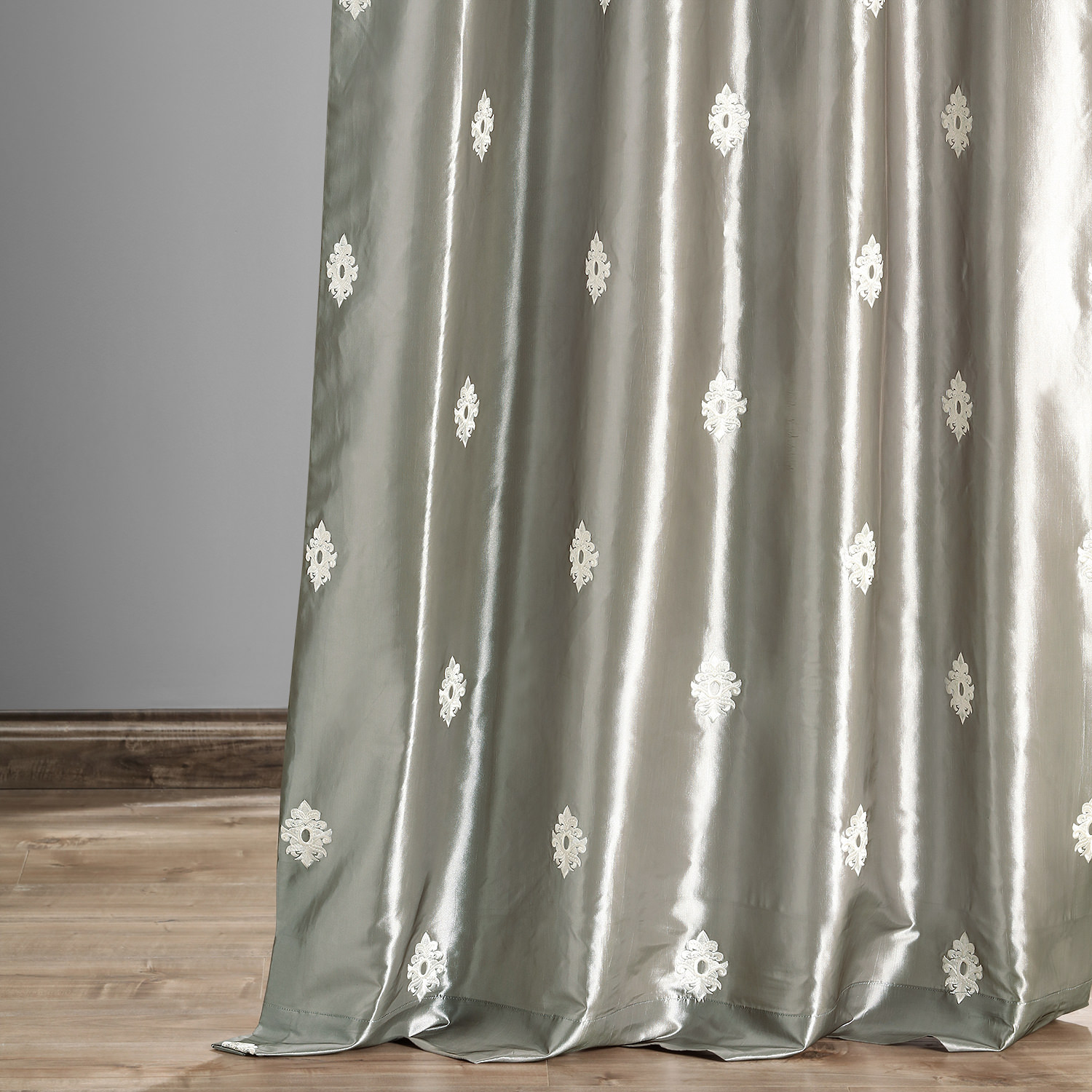 Trophy Platinum Grey Designer Embroidered Curtain