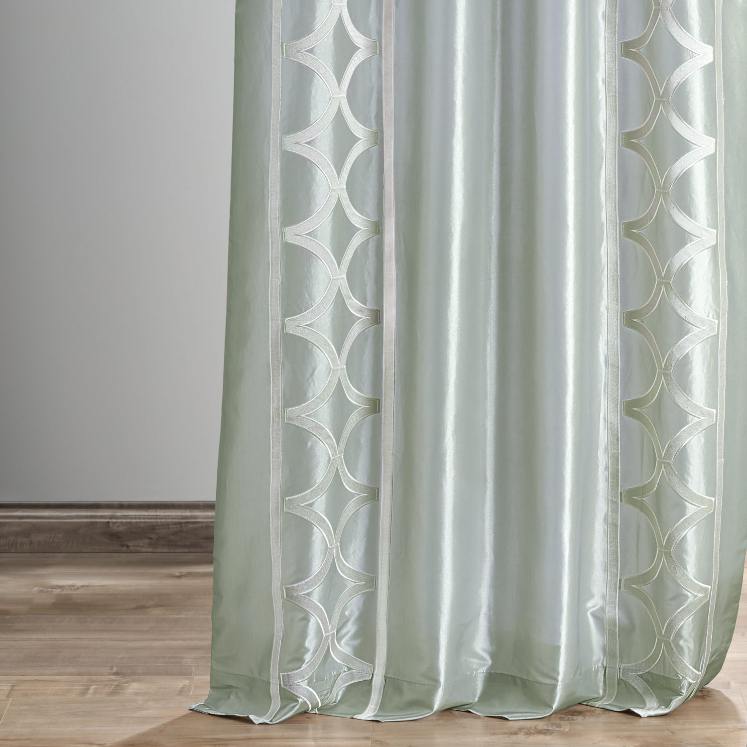 Espalier Sterling Grey Designer Embroidered Curtain