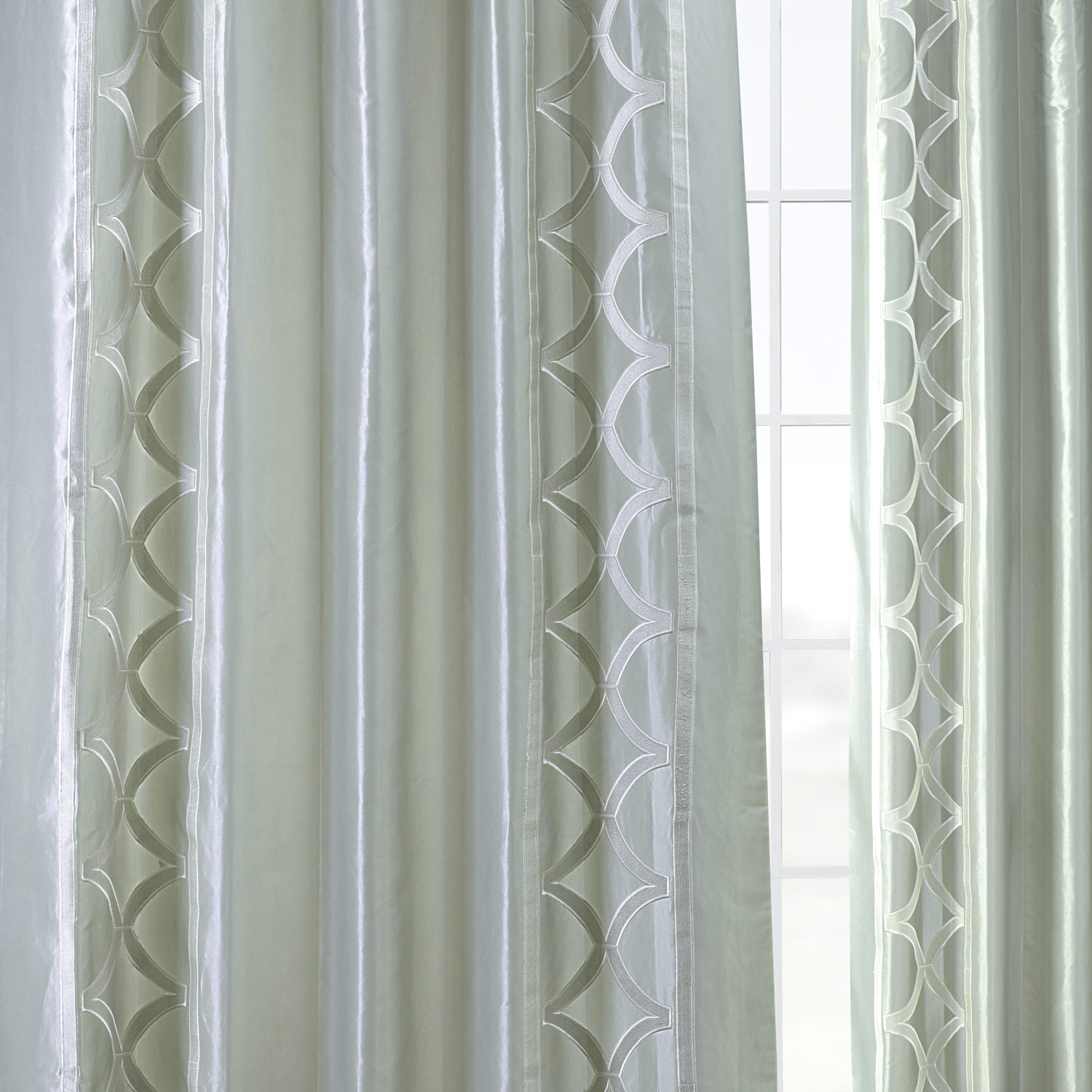 Espalier Sterling Grey Designer Embroidered Curtain