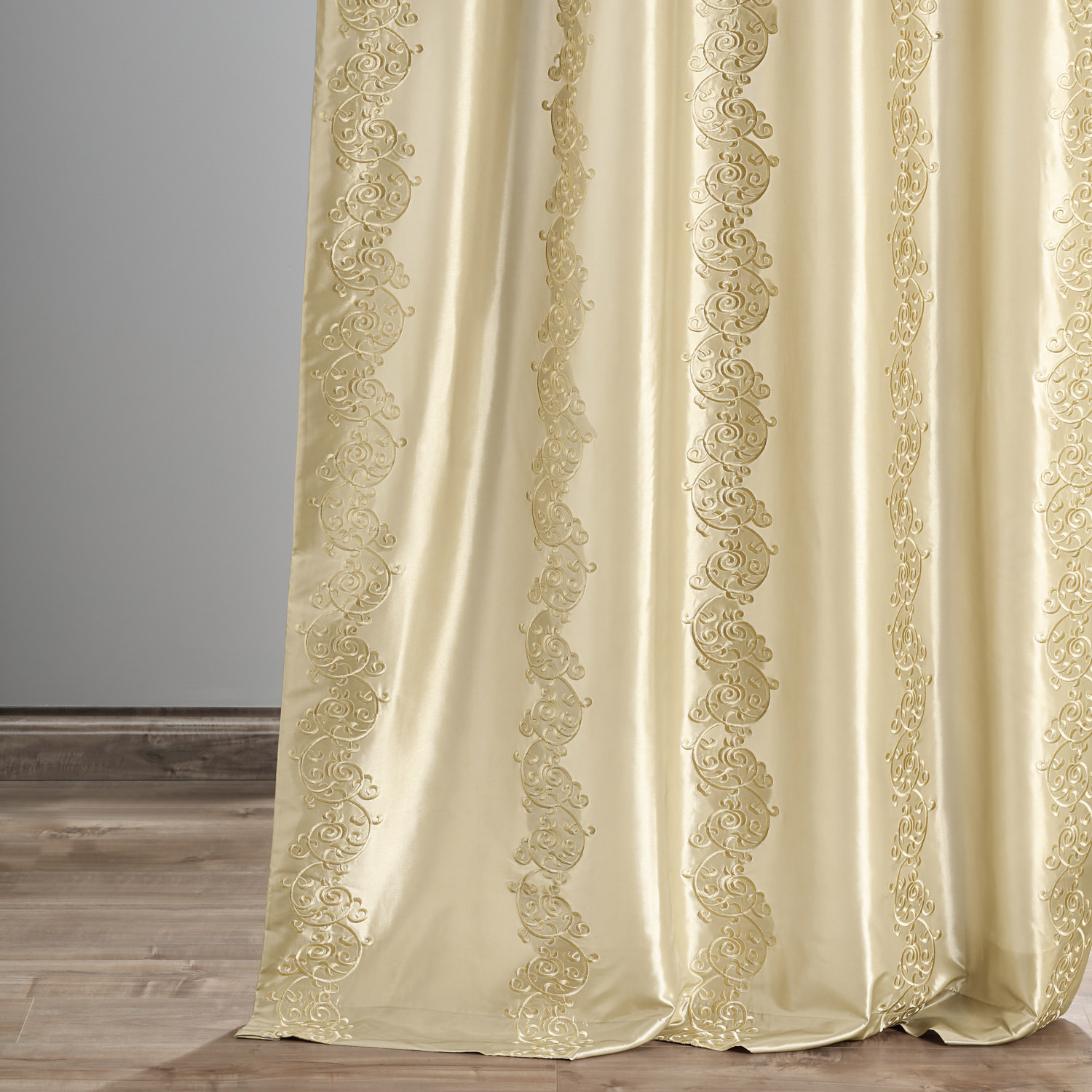 Papillon Cool Beige & Gold Designer Embroidered Curtain