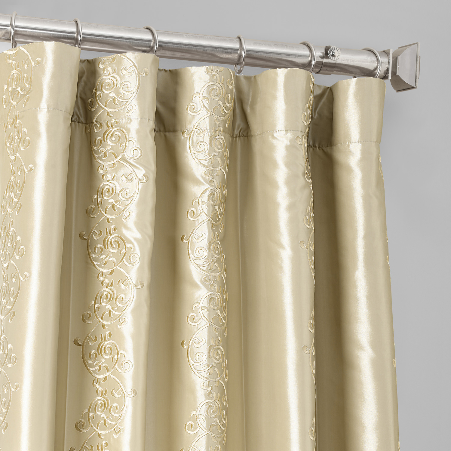 Papillon Cool Beige & Gold Designer Embroidered Curtain