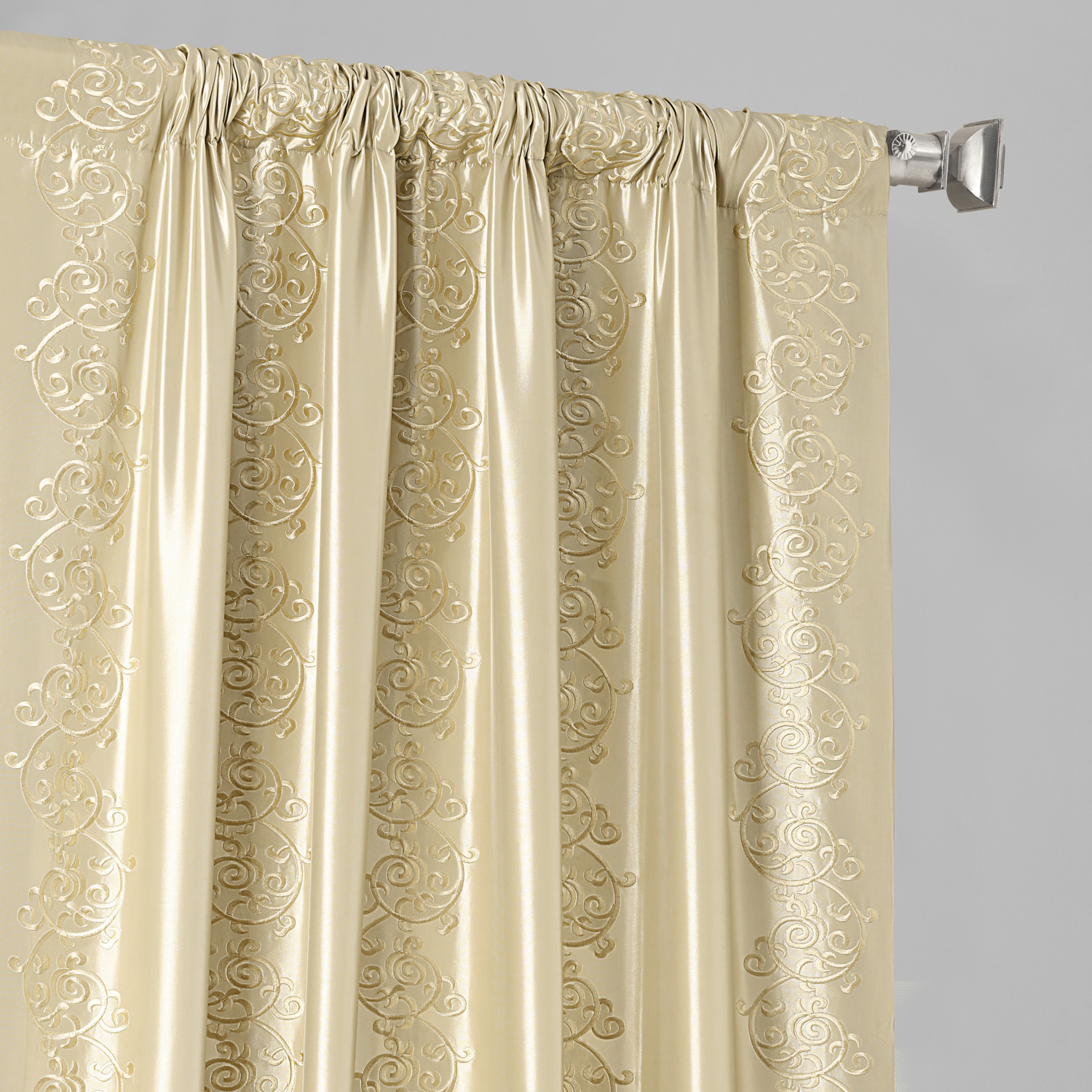 Papillon Cool Beige & Gold Designer Embroidered Curtain