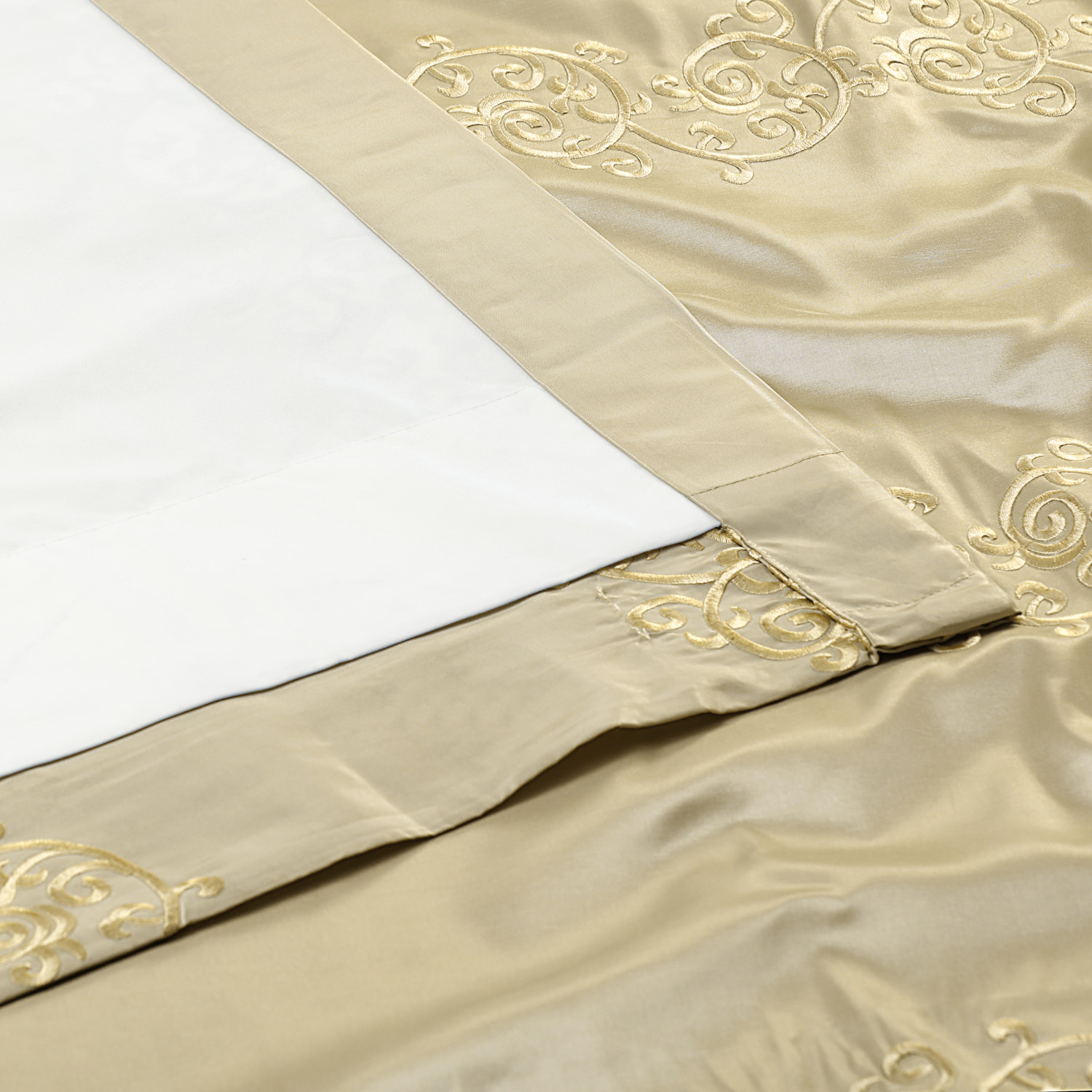 Papillon Cool Beige & Gold Designer Embroidered Curtain