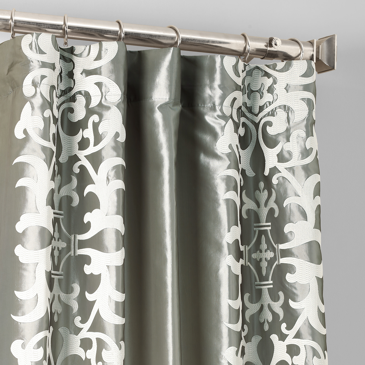 Renaissance Platinum Silver Designer Embroidered Curtain