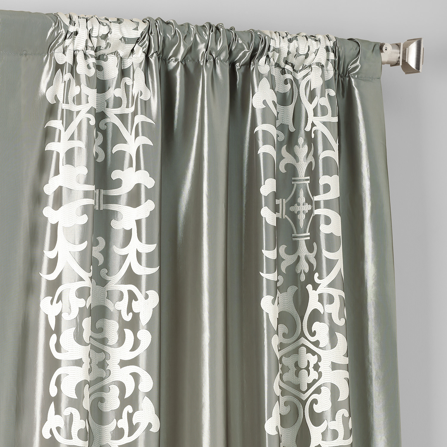 Renaissance Platinum Silver Designer Embroidered Curtain