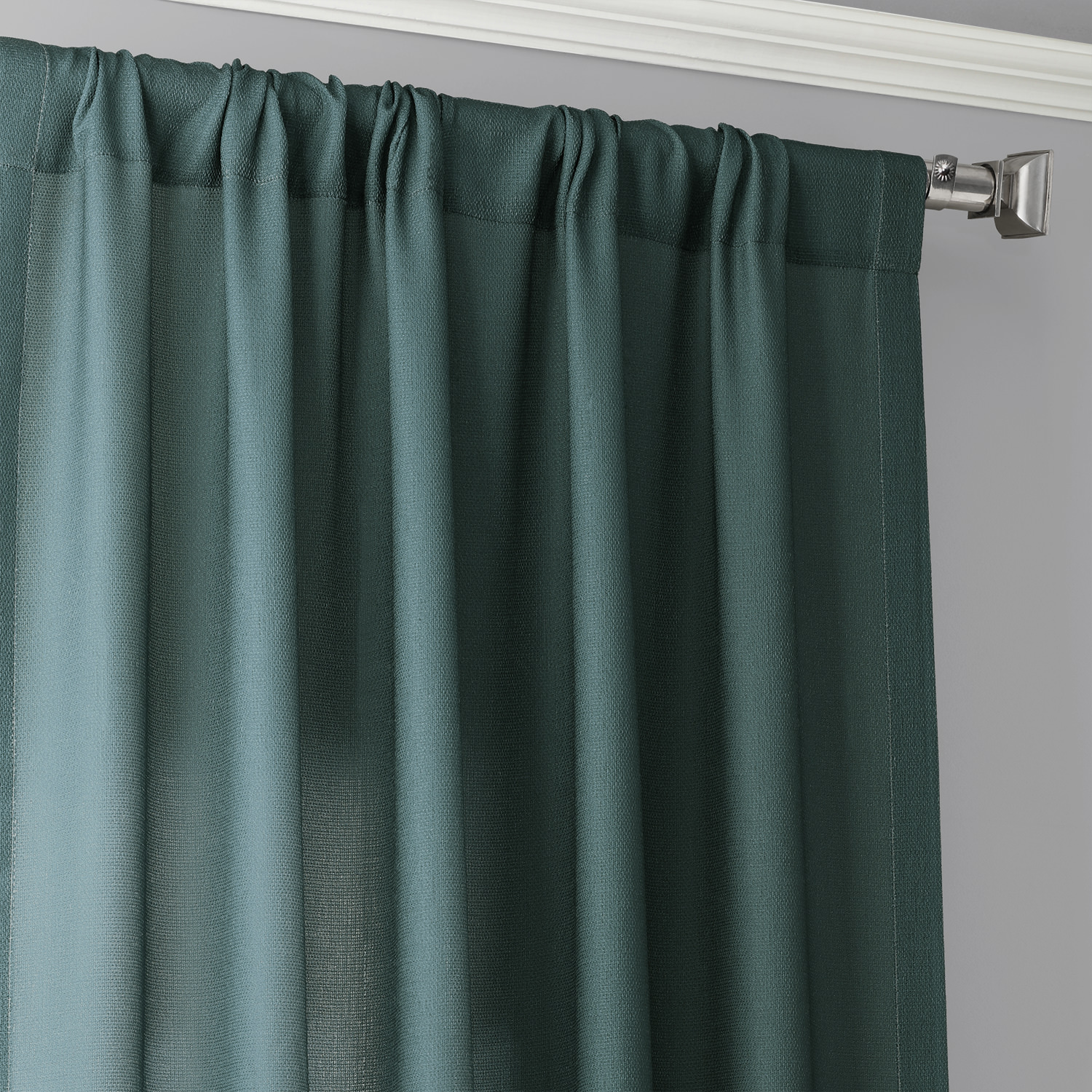 Ombre Aqua Faux Linen Sheer Curtain