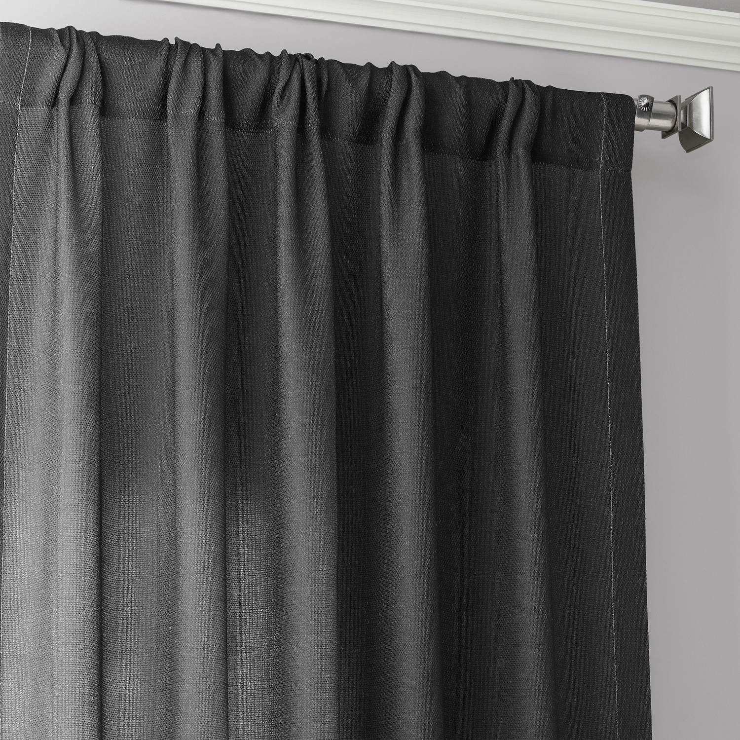 Ombre Black Faux Linen Sheer Curtain