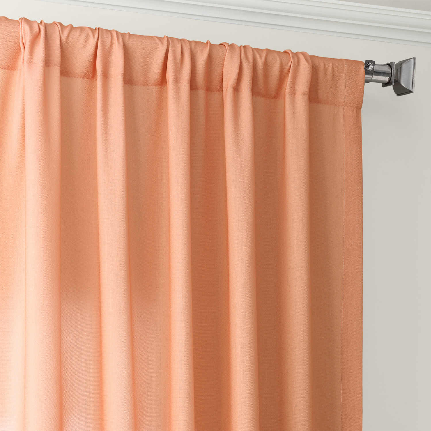 Ombre Salmon Faux Linen Semi Sheer Curtain