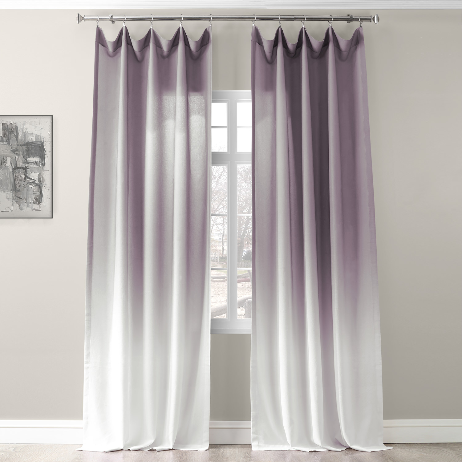 Ombre Plum Faux Linen Semi Sheer Curtain