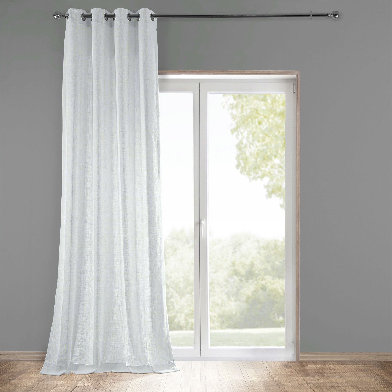 Rice White Grommet Heavy Faux Linen Curtain