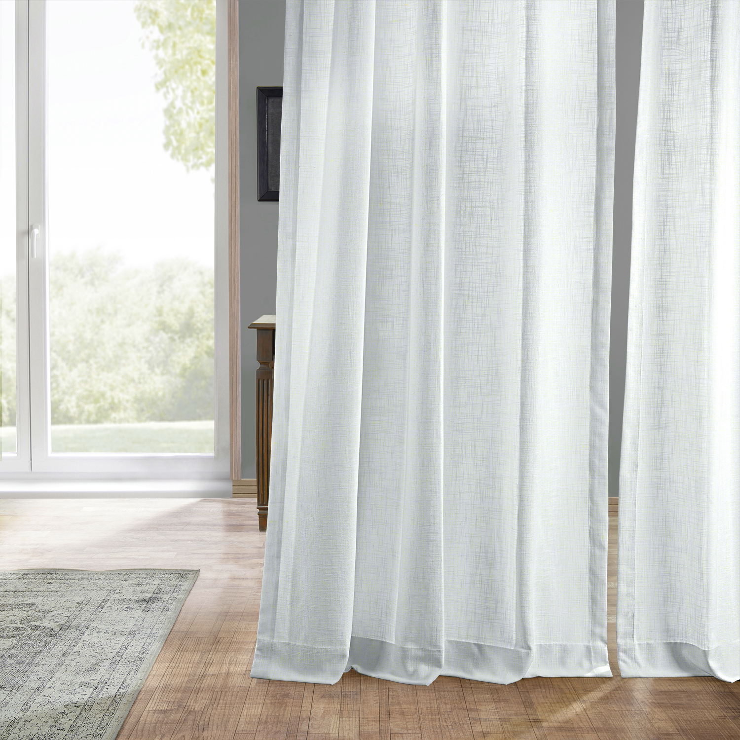 Rice White Grommet Heavy Faux Linen Curtain