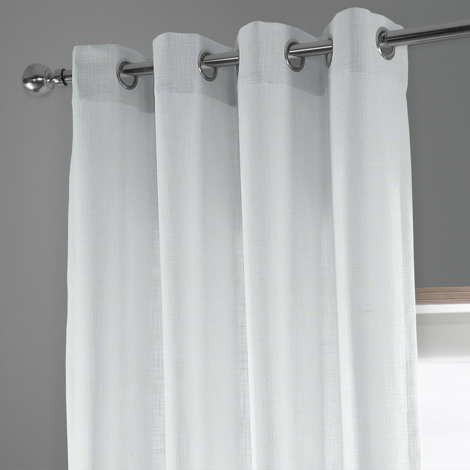 Rice White Grommet Heavy Faux Linen Curtain