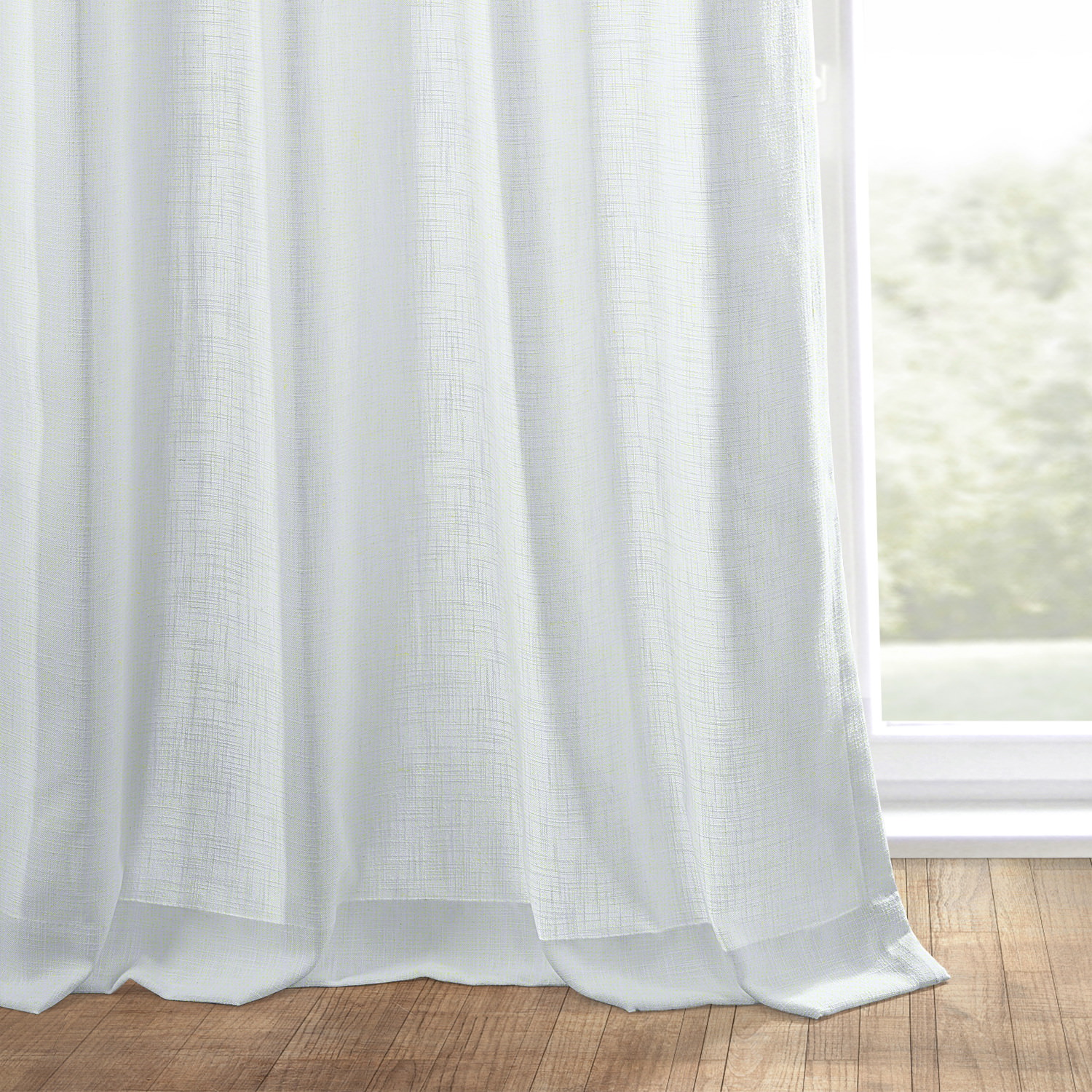 Rice White Grommet Heavy Faux Linen Curtain