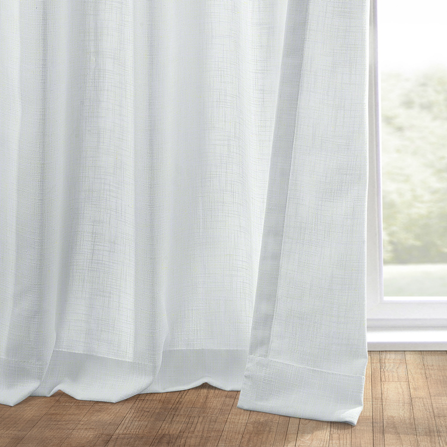 Rice White Grommet Heavy Faux Linen Curtain