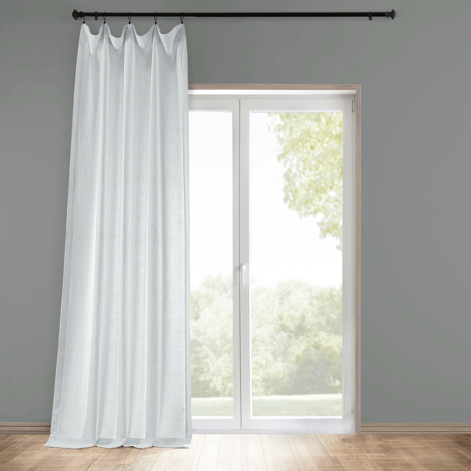 Rice White Heavy Faux Linen Curtain