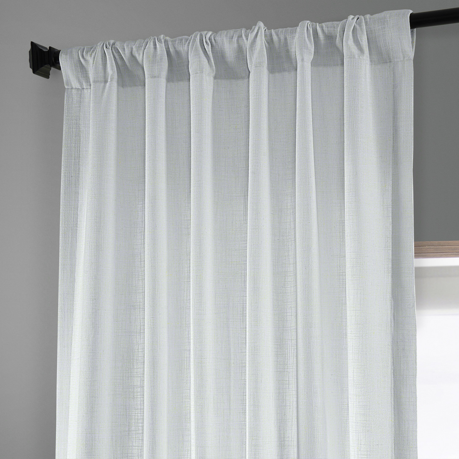 Rice White Heavy Faux Linen Curtain