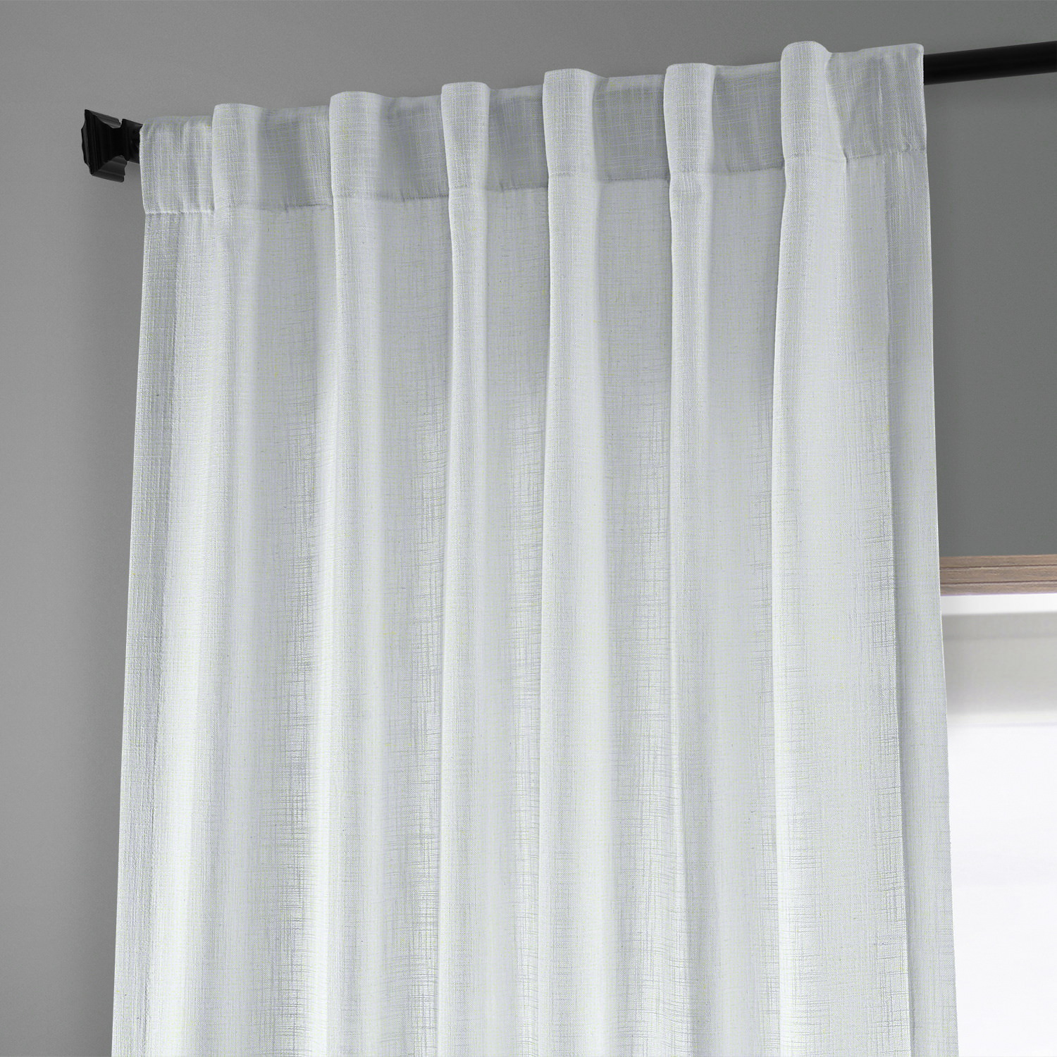 Rice White Heavy Faux Linen Curtain